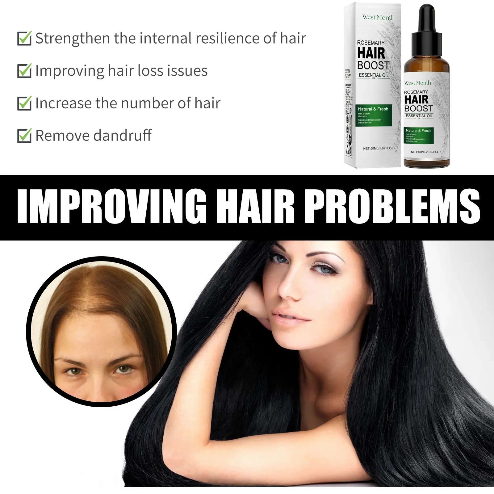 Rosemary Hair Oil for Dry Hair - Nourishing & Smoothing - West&Month 7 rosemary hair oil repair dry nourish thicken West Month 187 3459