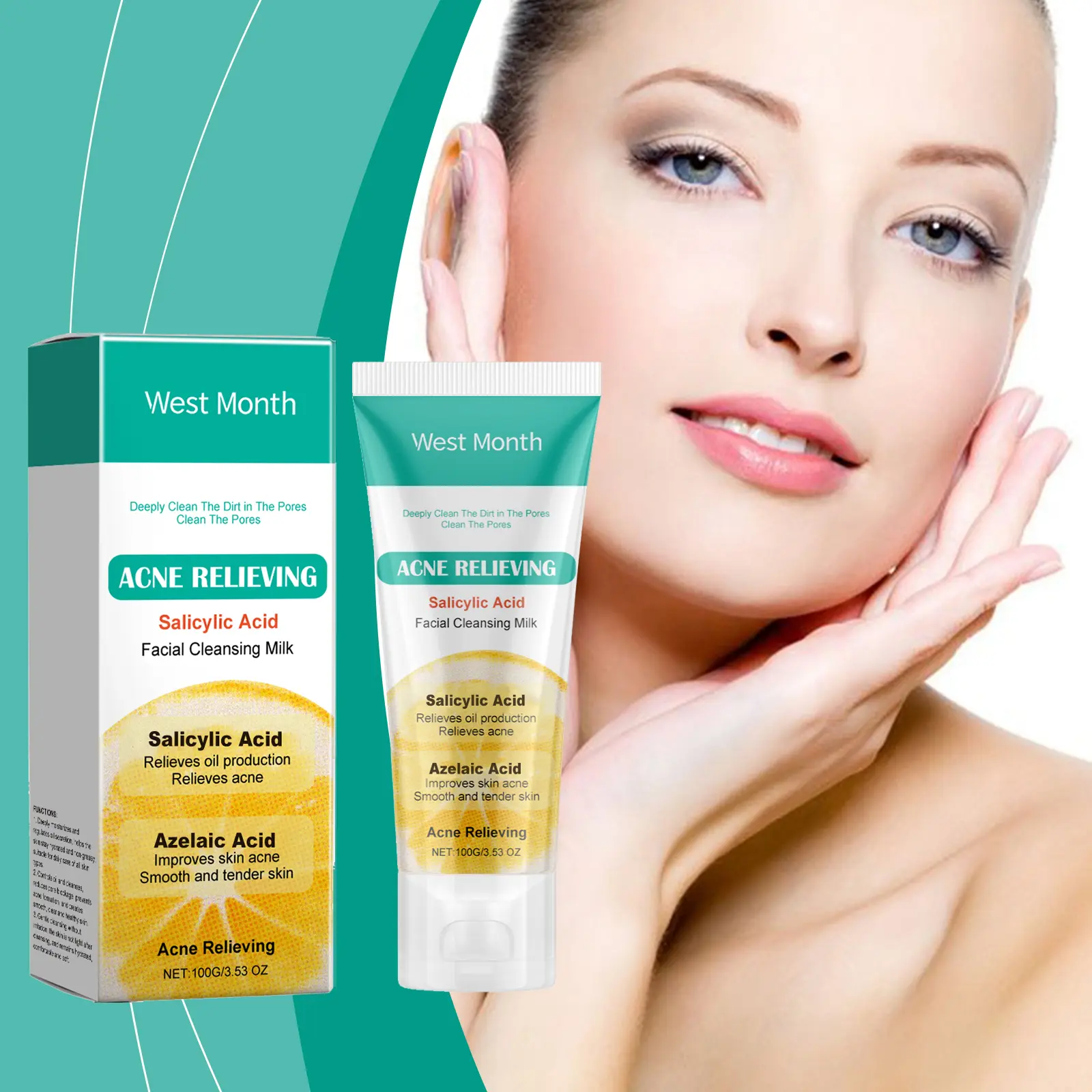 West & Month Salicylic Acid Face Wash Review: My Messy Skin Savior 2 Close-up of the West & Month cleanser gel being squeezed out