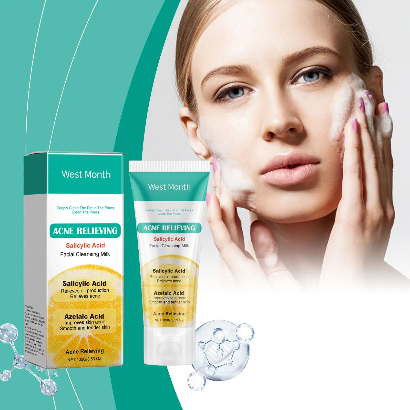 Salicylic Acid Anti-Acne Cleanser Oil Control & Soothing - West 2 salicylic acid cleanser anti acne oil control West Month 218 3845