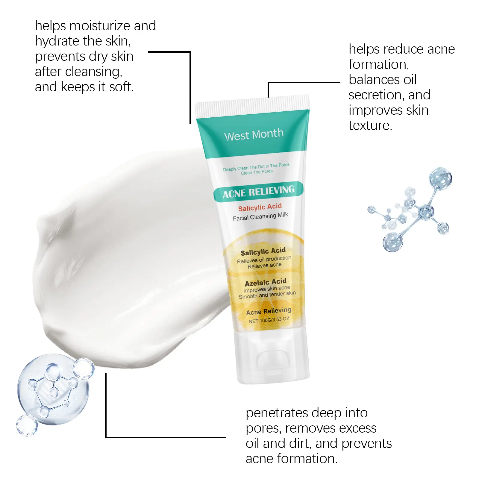 Salicylic Acid Anti-Acne Cleanser Oil Control & Soothing - West 7 salicylic acid cleanser anti acne oil control West Month 218 3847
