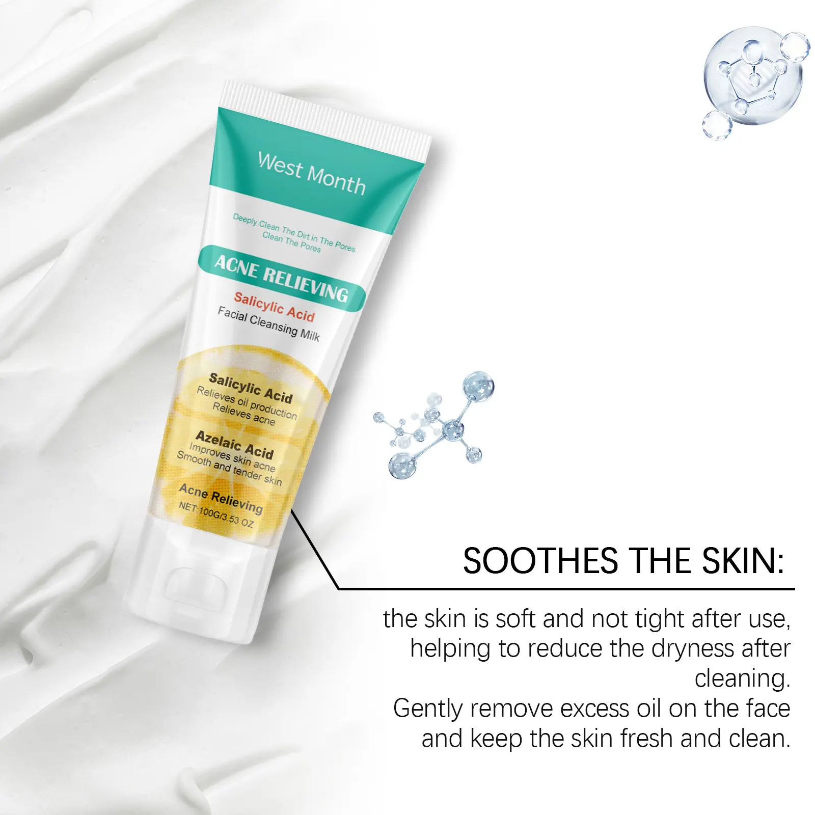 Salicylic Acid Anti-Acne Cleanser Oil Control & Soothing - West 8 salicylic acid cleanser anti acne oil control West Month 218 3848
