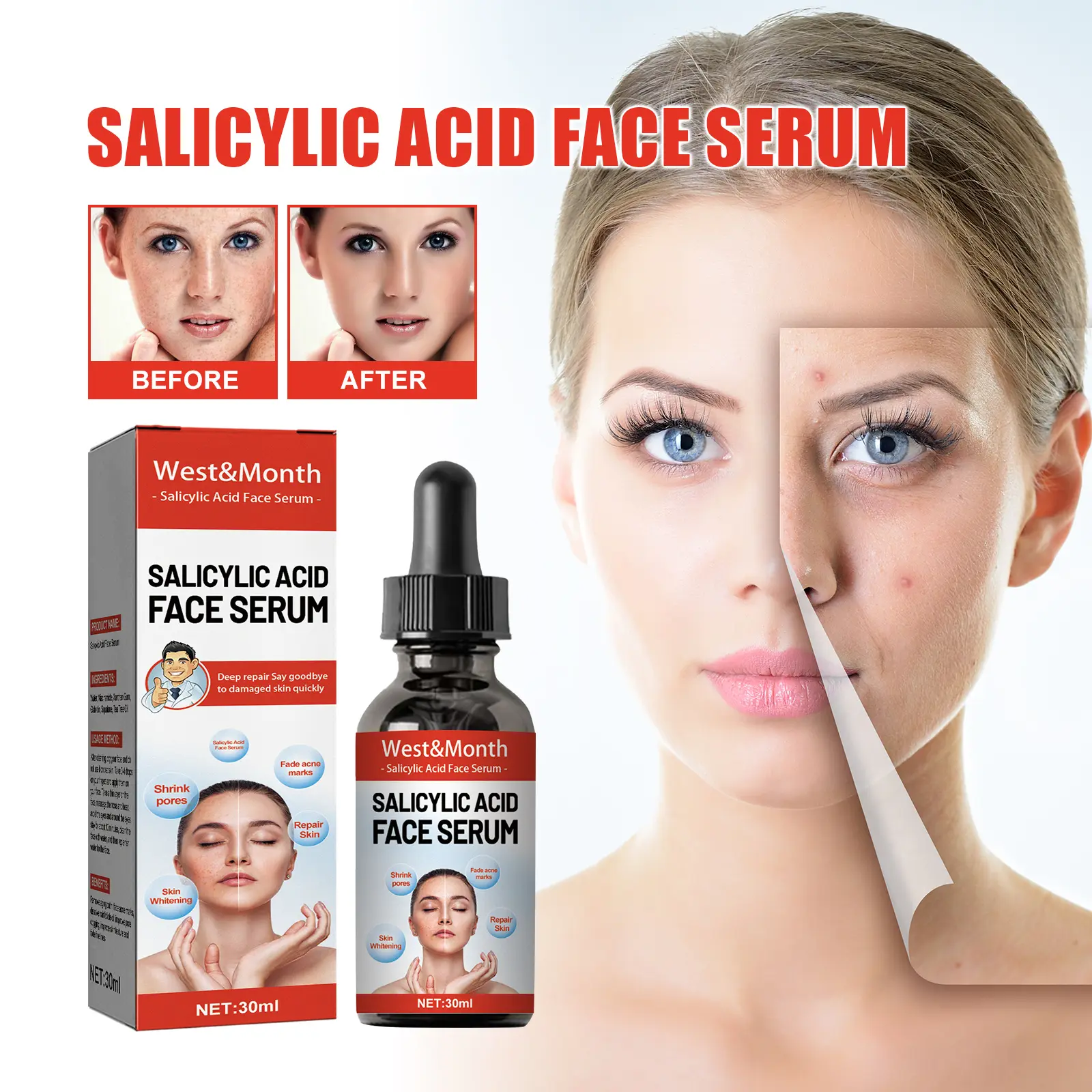 Salicylic Acid Essence Pore Cleansing & Repair - West&Month 1 salicylic acid essence hydrate repair improve West Month 422 6547