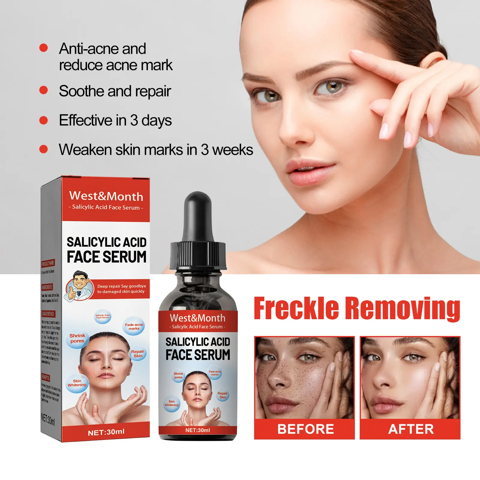 Salicylic Acid Essence Pore Cleansing & Repair - West&Month 3 salicylic acid essence hydrate repair improve West Month 422 6549