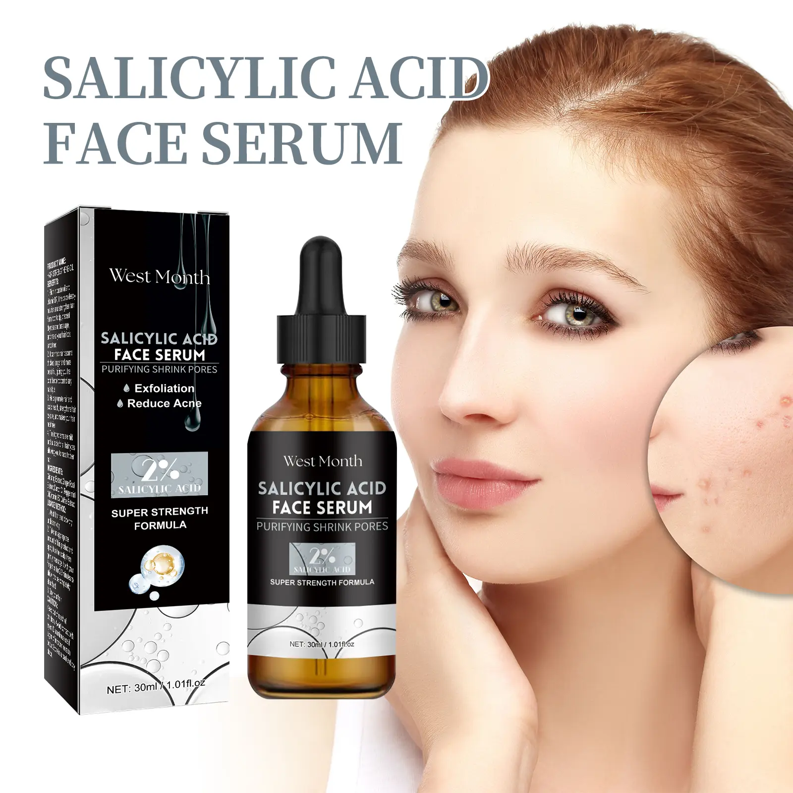 Salicylic Acid Facial Essence for Acne Marks & Hydration - West 2 salicylic acid essence lighten acne mark West Month 278 4602