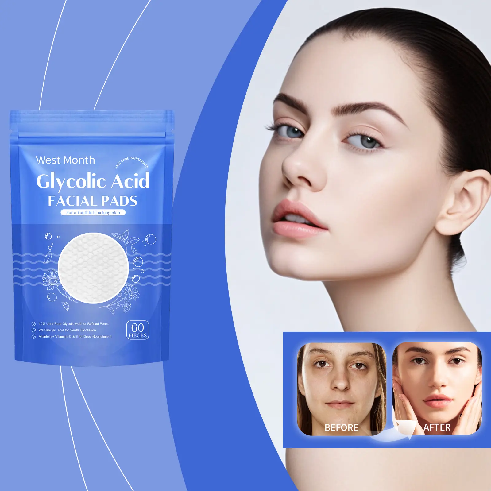 Salicylic Acid Cleansing Pads - Gentle Hydrating Pore Refiner - West&Month 2 salicylic acid pad gently clean hydrate West Month 254 4306