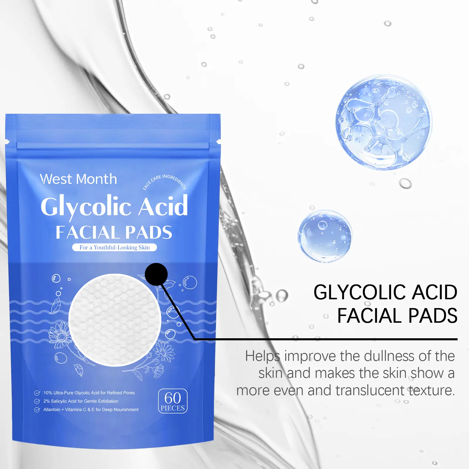 Salicylic Acid Cleansing Pads - Gentle Hydrating Pore Refiner - West&Month 7 salicylic acid pad gently clean hydrate West Month 254 4309