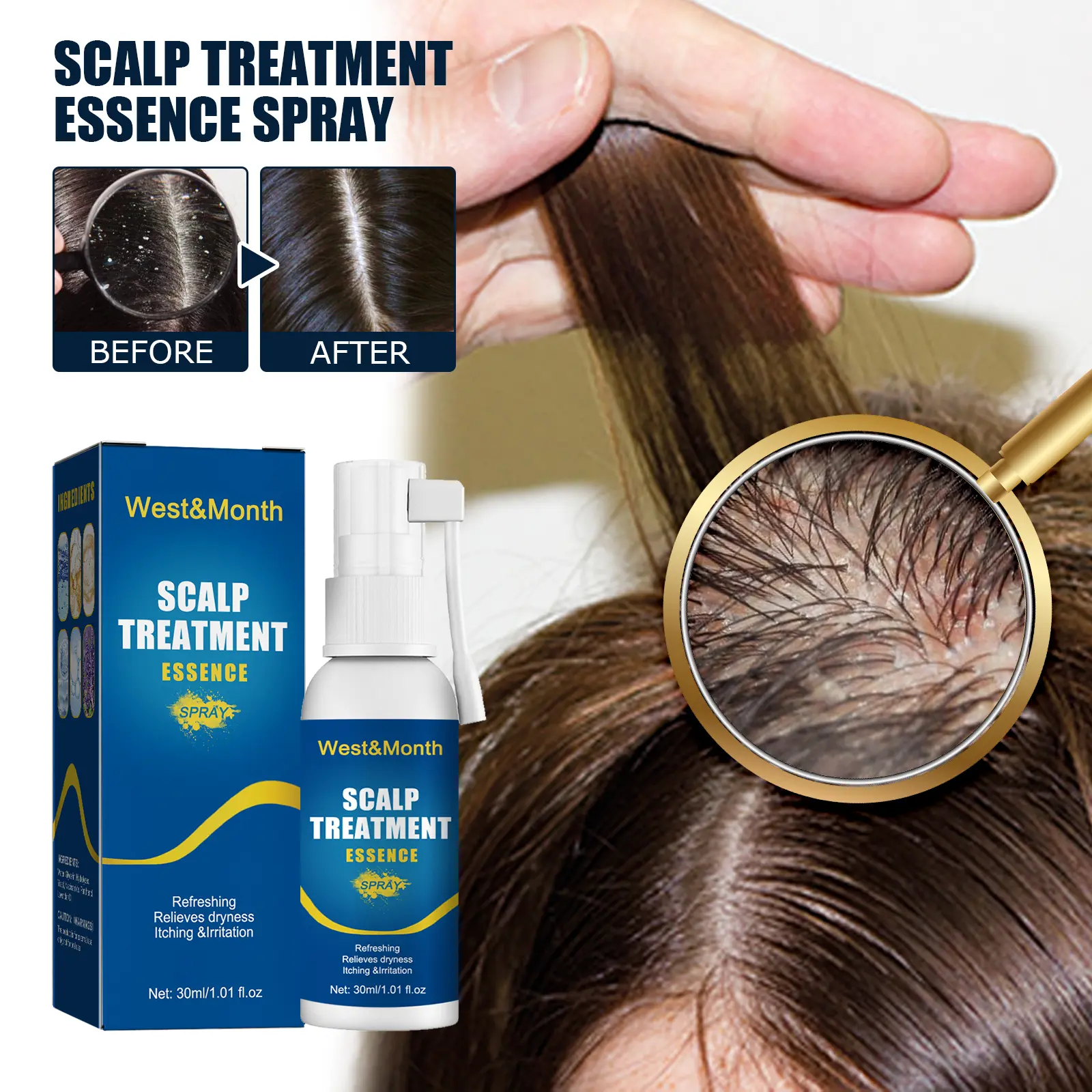 West&Month Scalp Essence Spray: My Brutally Honest Review After 30 Days 1 West&Month Scalp Treatment Essence Spray bottle on a bathroom counter
