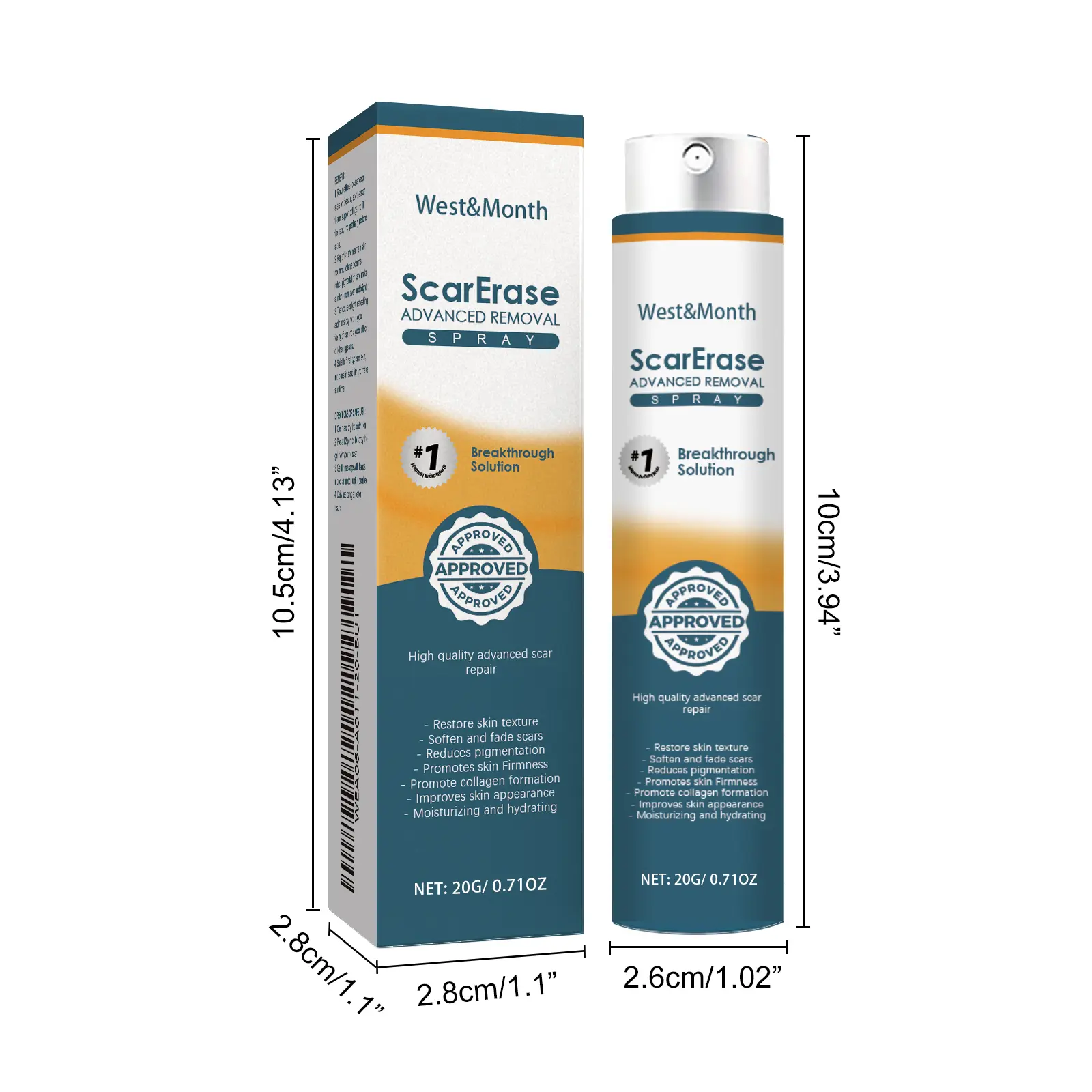 Scar Erase Spray for Fading Scars & Skin Repair - West&Month 1 scar erase spray fade moisturize repair West Month 126 2682