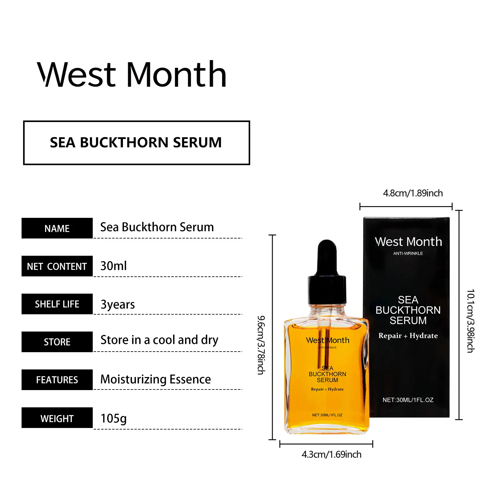 Sea Buckthorn Moisturizing Essence for Hydrating & Firming - West&Month 1 sea buckthorn essence gentle moisturize firm tender West Month 548 8329