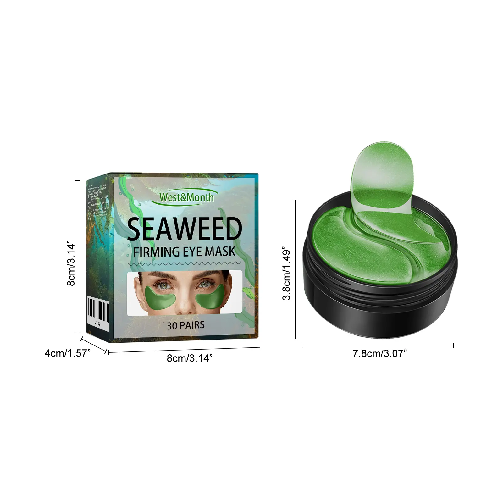 Seaweed Firming Eye Mask for Moisturizing & Lifting - West&Month 1 seaweed eye mask moisturize lift gentle care West Month 503 7692