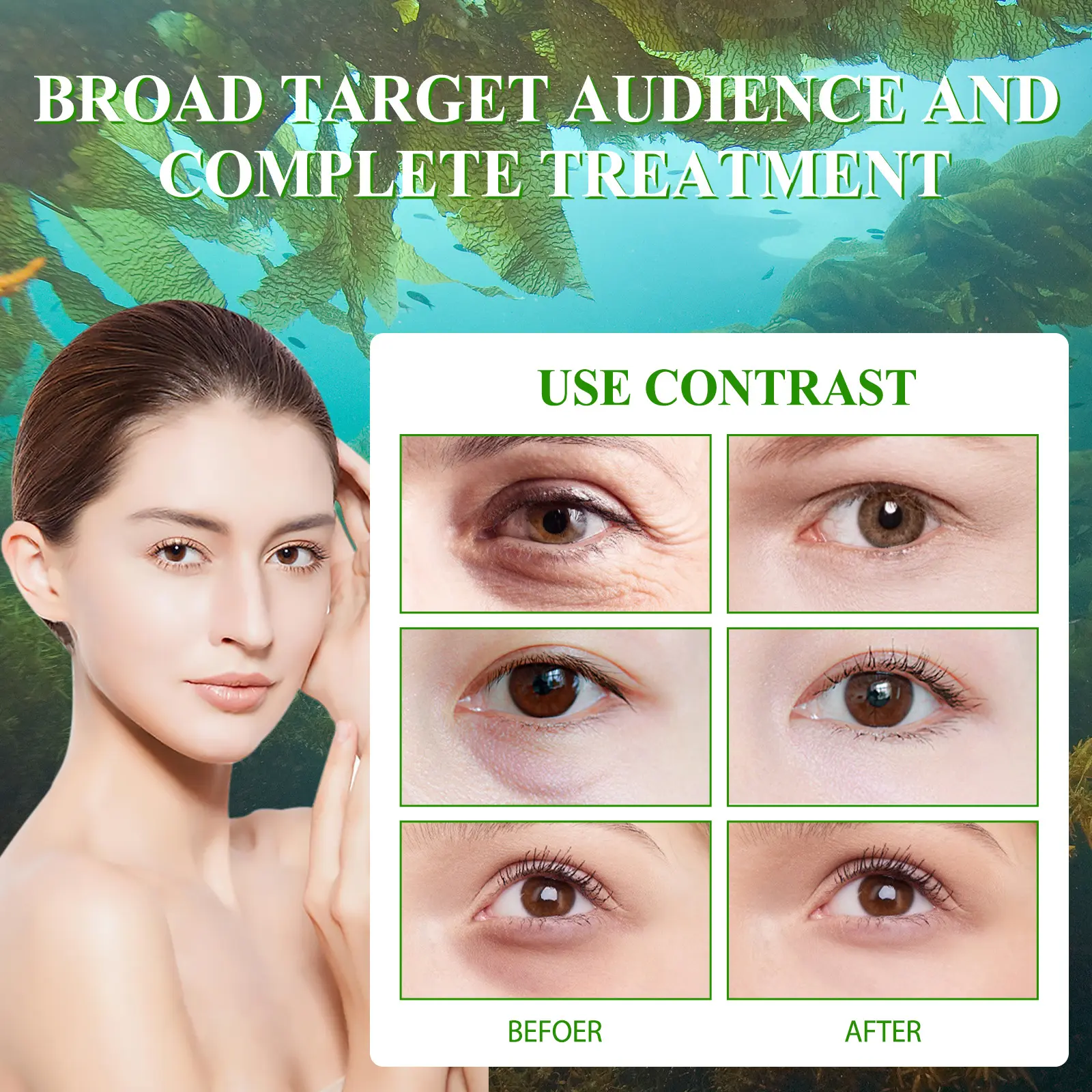 Seaweed Firming Eye Mask for Moisturizing & Lifting - West&Month 7 seaweed eye mask moisturize lift gentle care West Month 503 7698