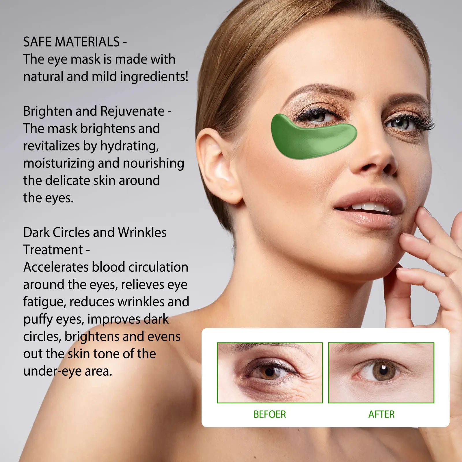 Seaweed Firming Eye Mask for Moisturizing & Lifting - West&Month 8 seaweed eye mask moisturize lift gentle care West Month 503 7699