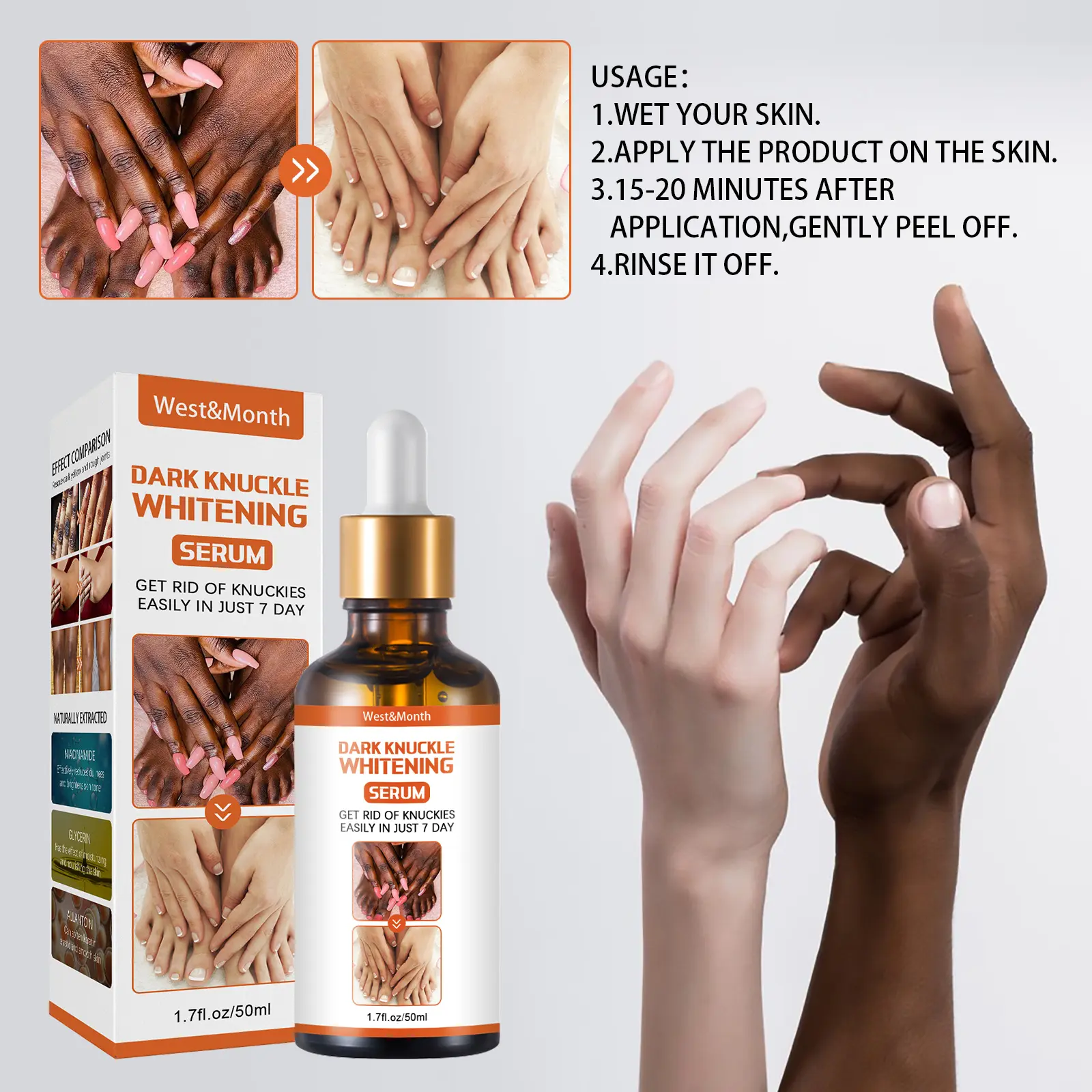 Skin Brightening Essence for Dark Spots on Knees & Elbows - West 4 skin blackening essence brightening remove melanin West Month 075 2035