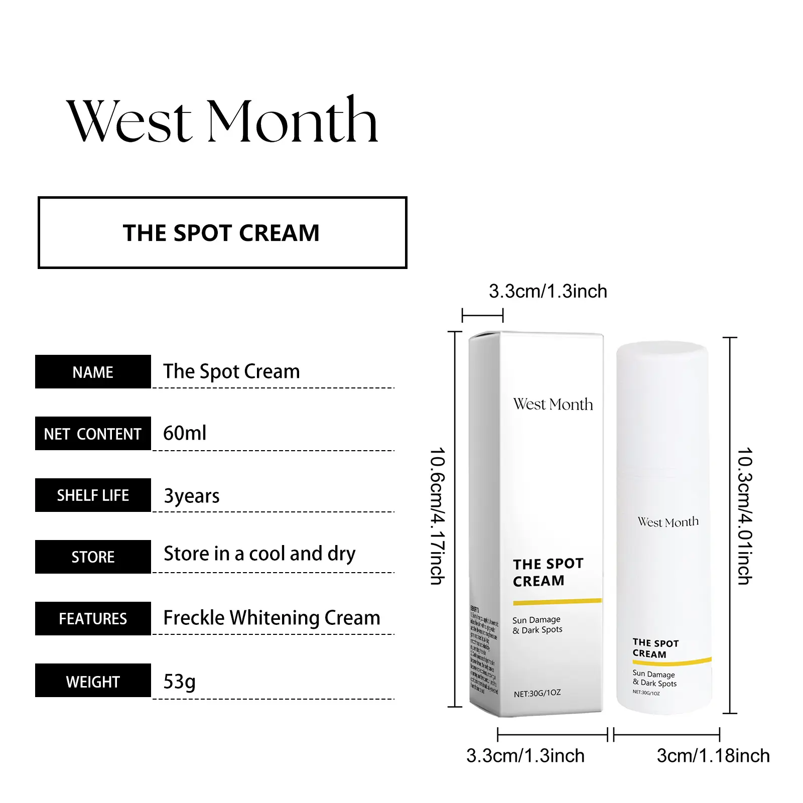 Brightening Moisturizer Cream for Dull Skin with Vitamin C & Niacinamide - West&Month 1 skin care cream improve dull brighten West Month 291 4781