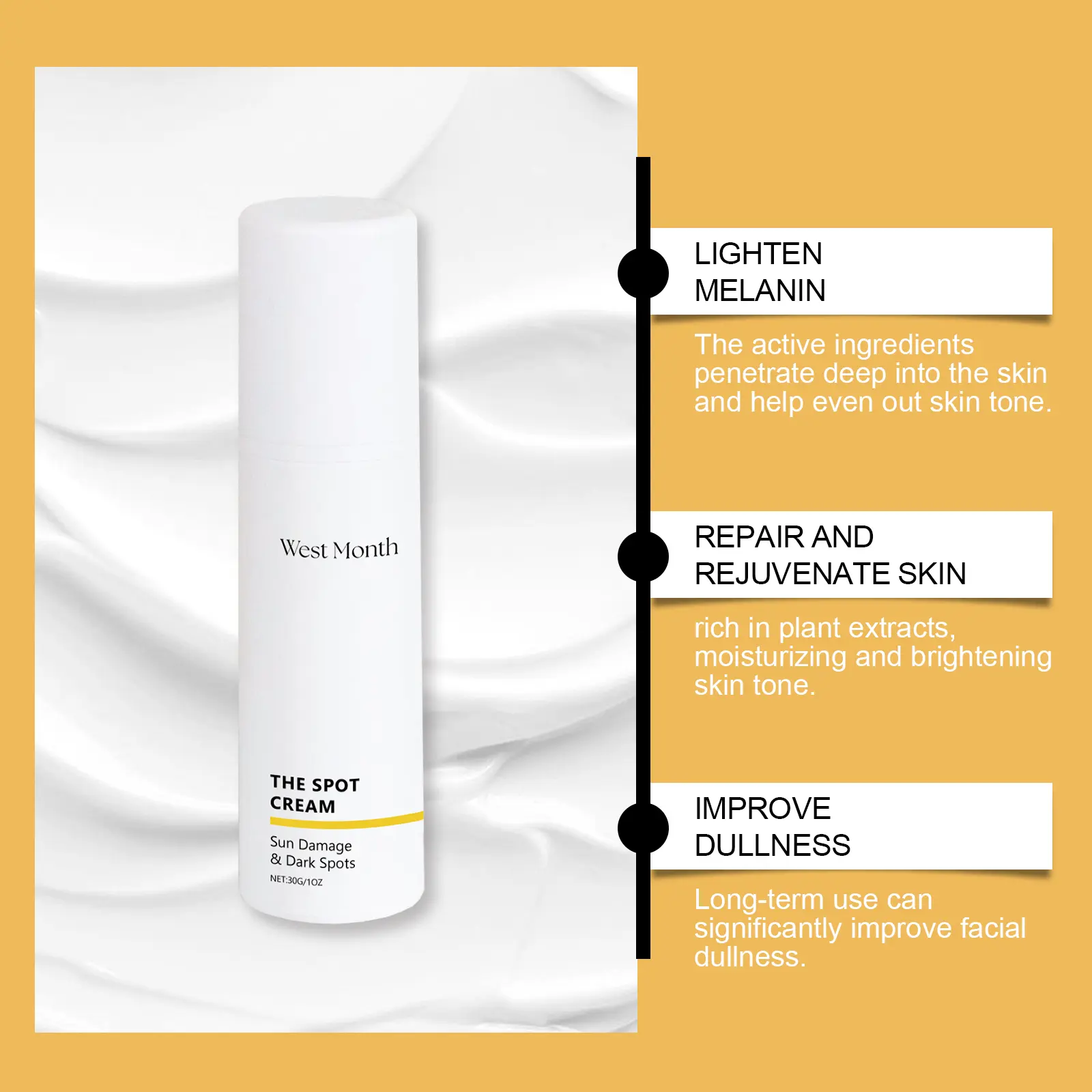 Brightening Moisturizer Cream for Dull Skin with Vitamin C & Niacinamide - West&Month 5 skin care cream improve dull brighten West Month 291 4785