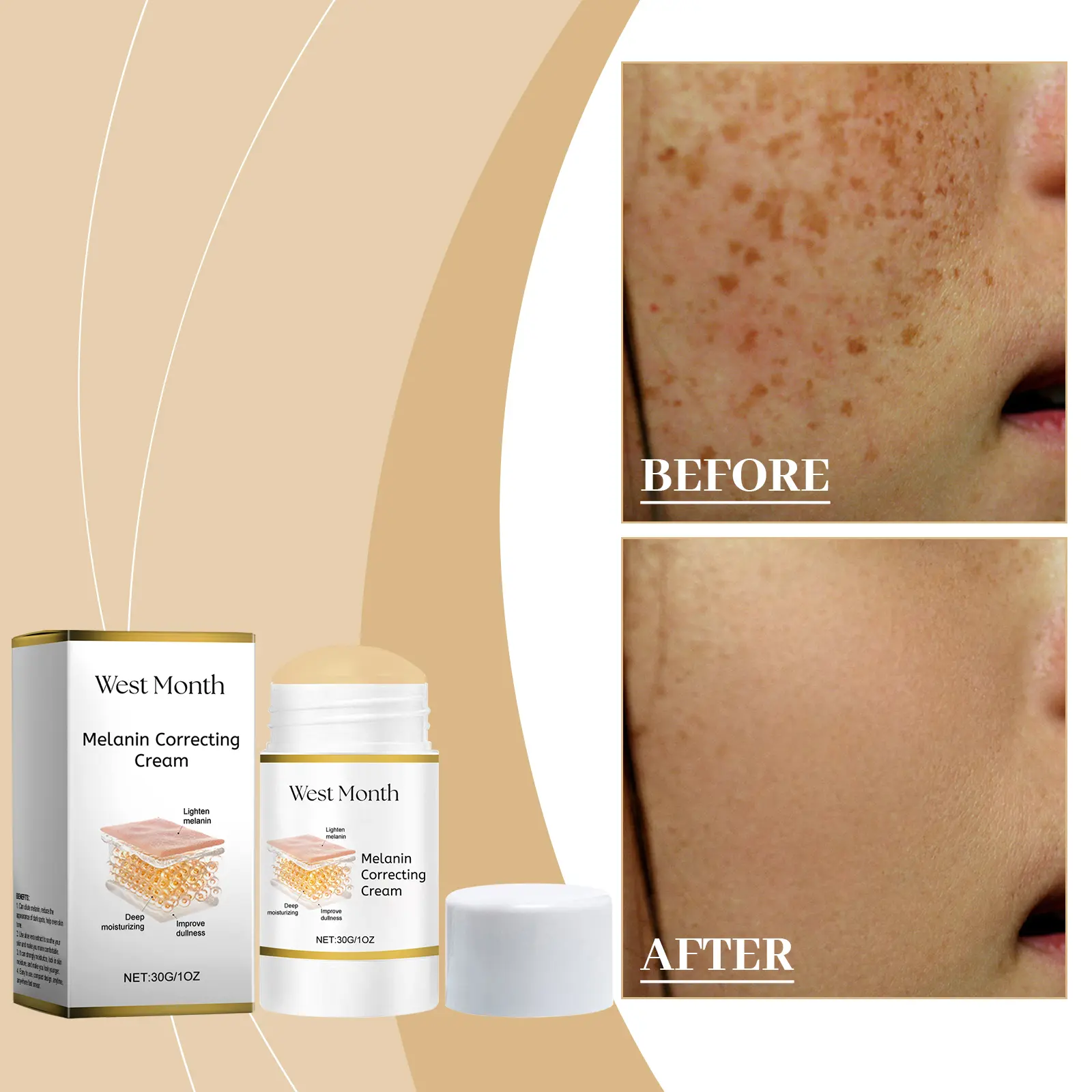 My West&Month Skin Care Stick Review: The Stick That Saved My Dull Winter Skin 2 Close-up of the West&Month Skin Care Stick being applied to the cheek
