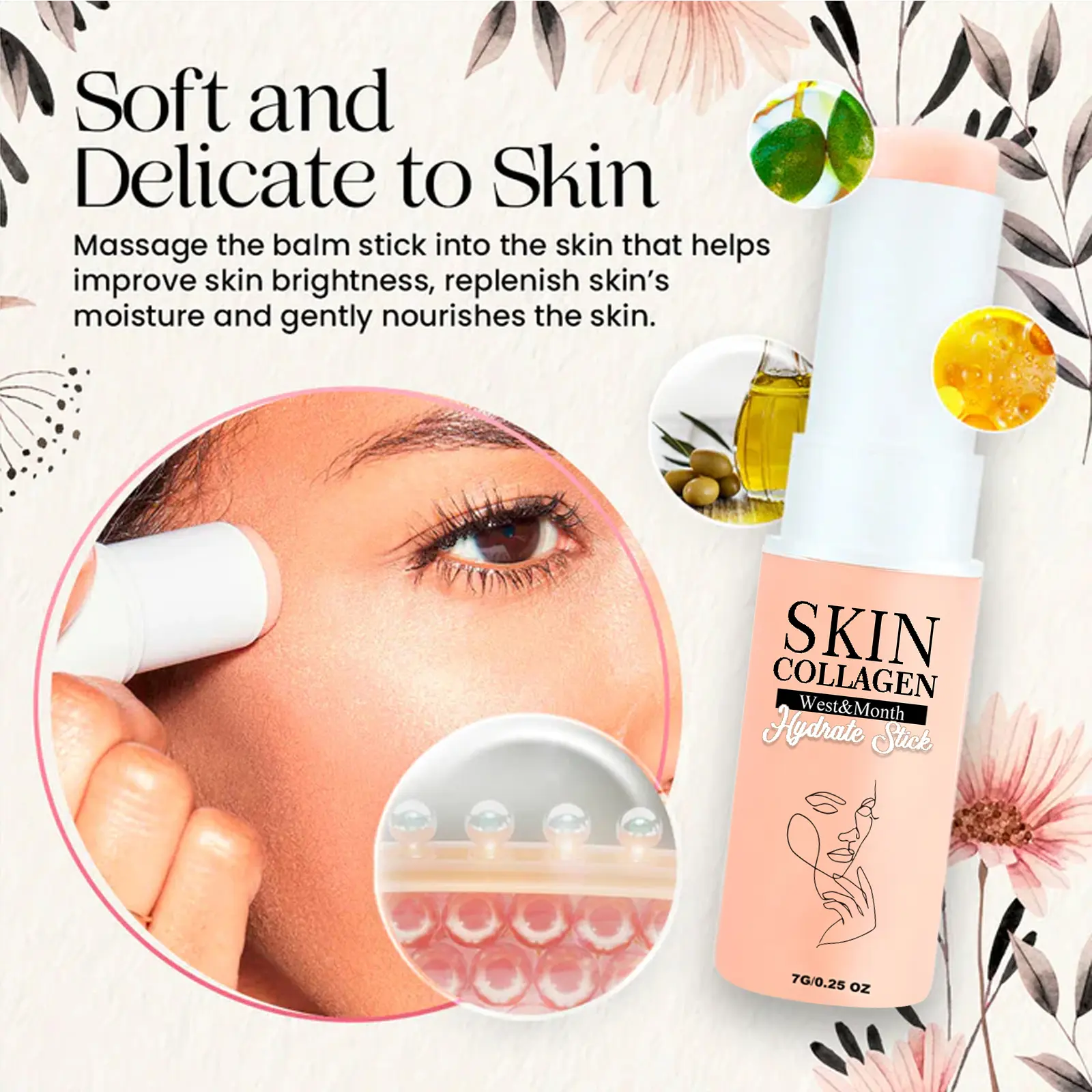 Collagen Hydration Stick for Intense Skin Moisturizing - West&Month 7 skin collagen hydrate stick lighten neck lines West Month 127 2703