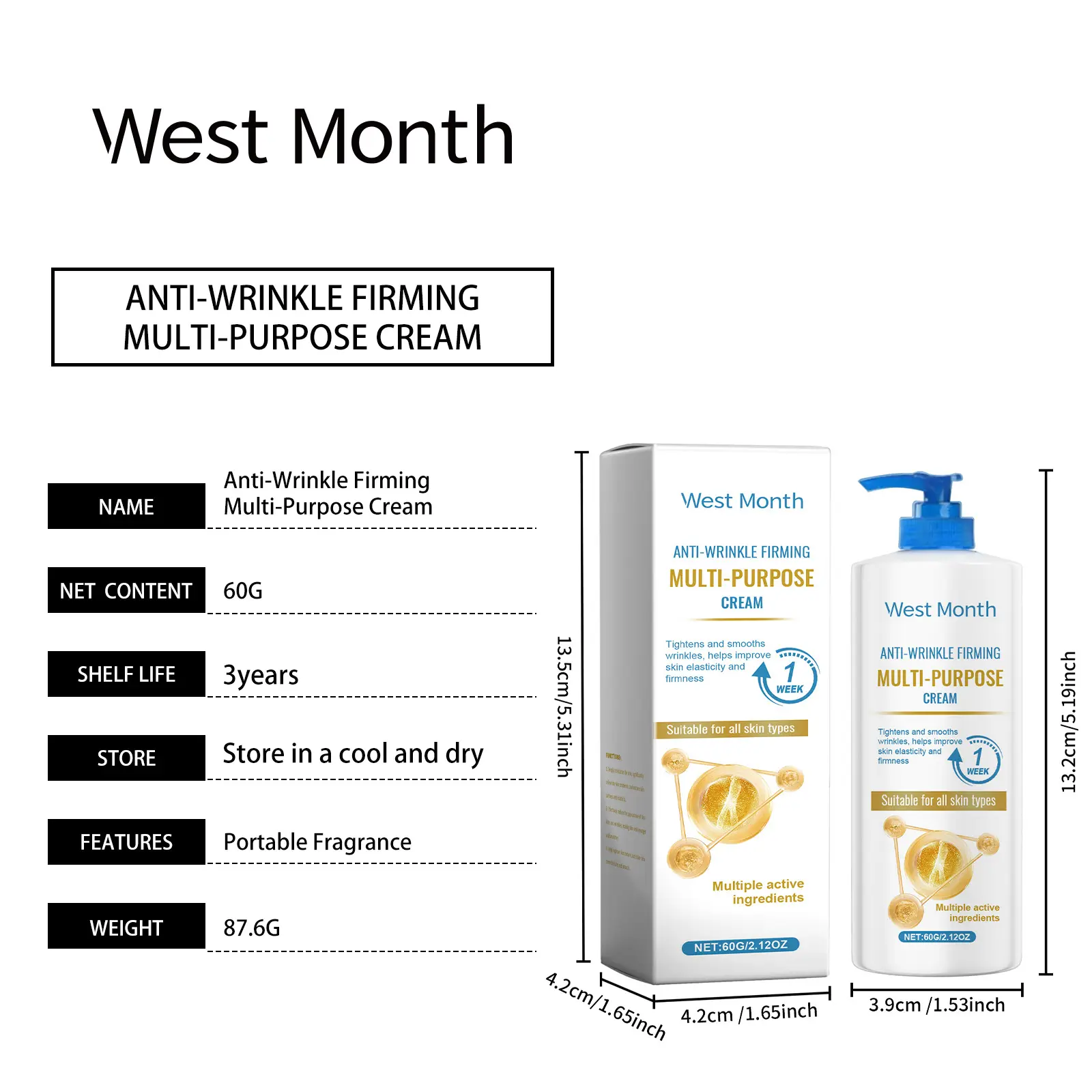 Firming Body Cream Hydrating Moisturizer for Wrinkles - West&Month 1 skin firming cream soothe repair hydrate West Month 306 4972