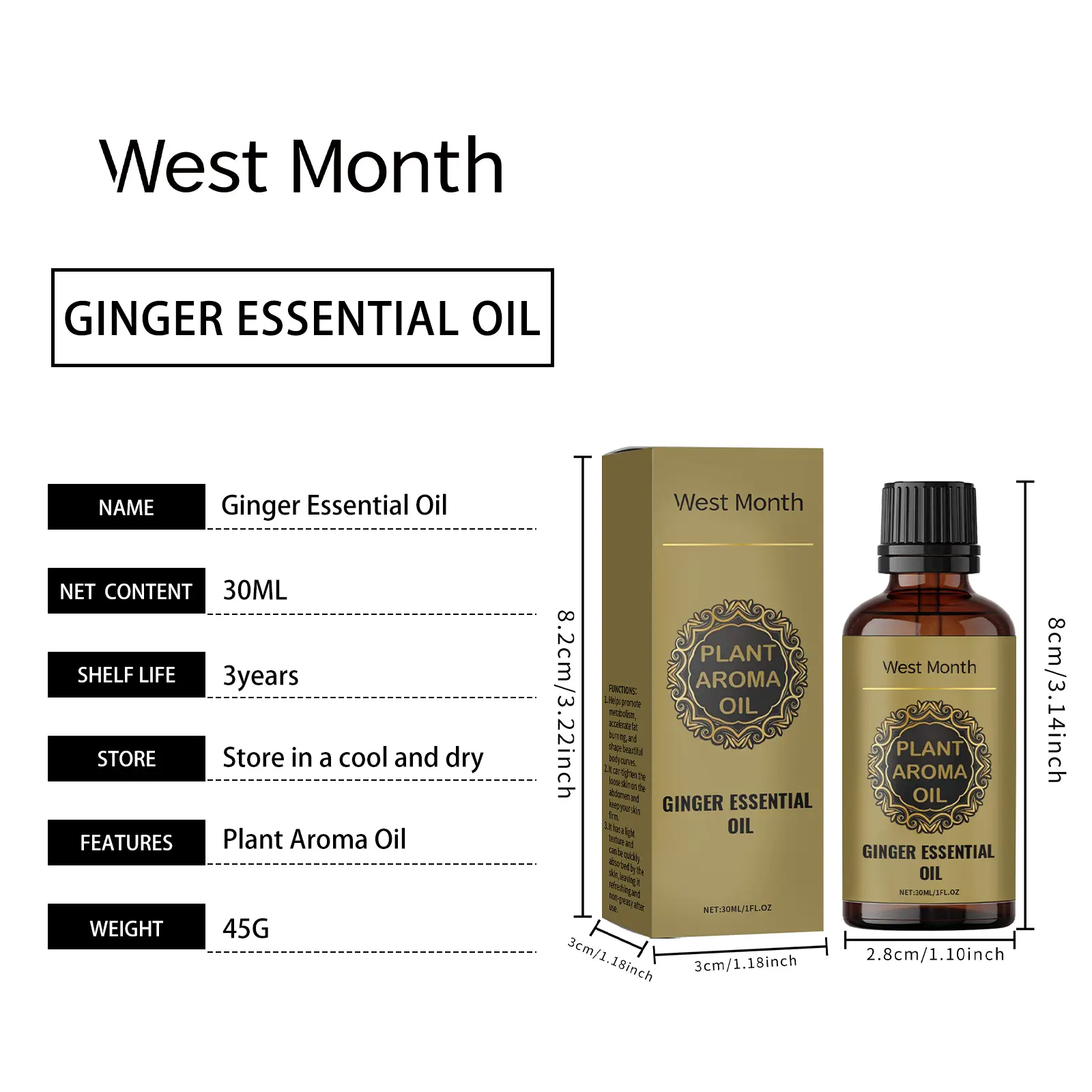 Firming Moisturizing Body Oil with Mugwort Extract by West&Month 1 skin firming oil herbal moisturize lazy West Month 301 4921