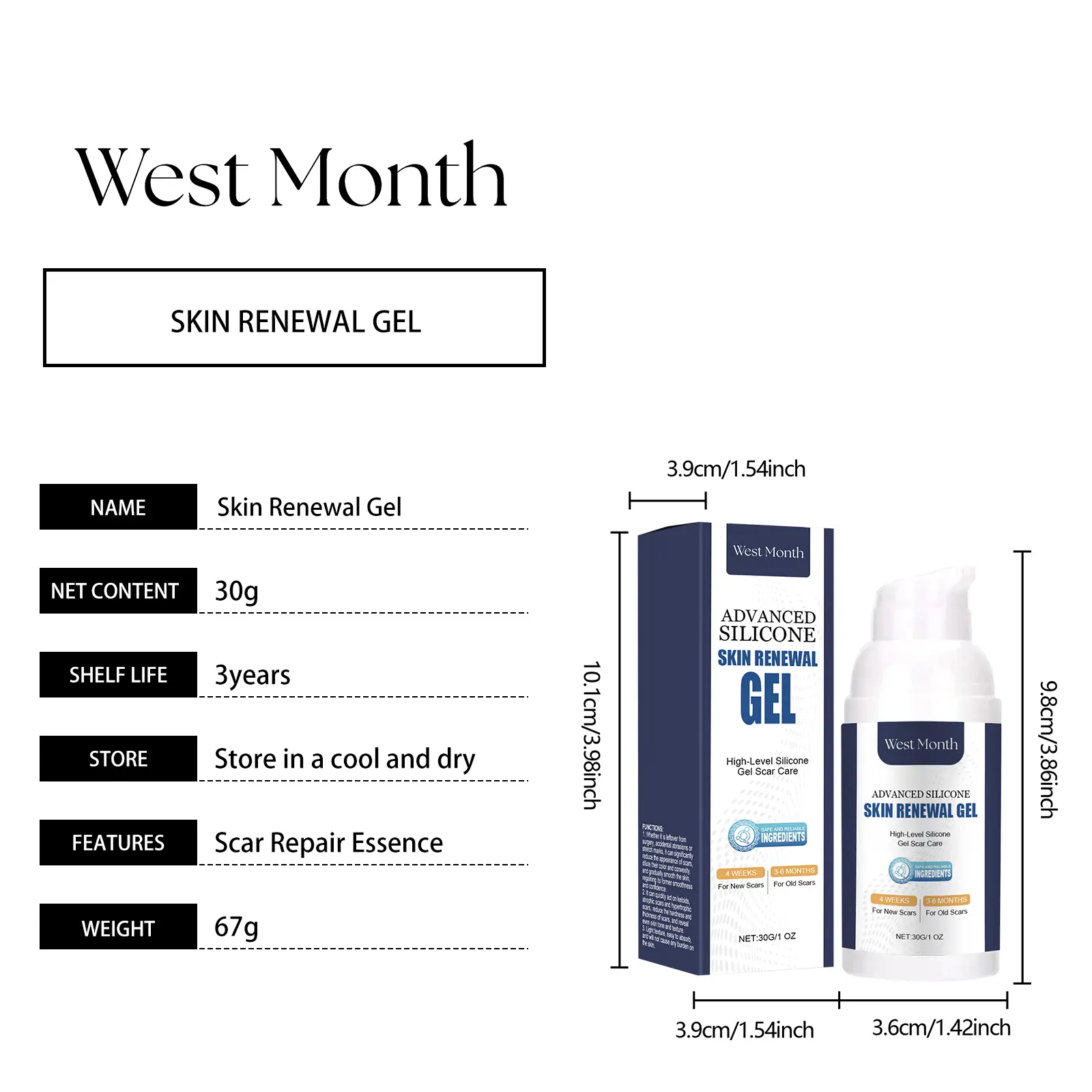 Skin Repair Gel with Vitamin E and Retinol - West&Month 1 skin repair gel nourish naturally shine West Month 293 4811