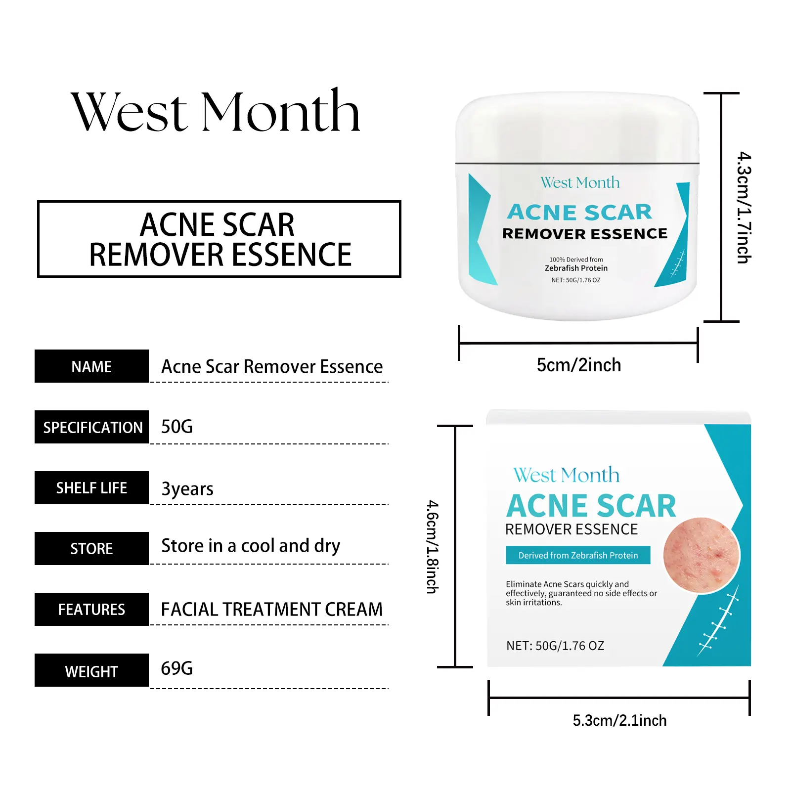 Skin Repair Moisturizer for Acne-Prone Skin with Honey & Collagen - West&Month 1 skin repair moisturizer acne moisturize smooth West Month 498 7624