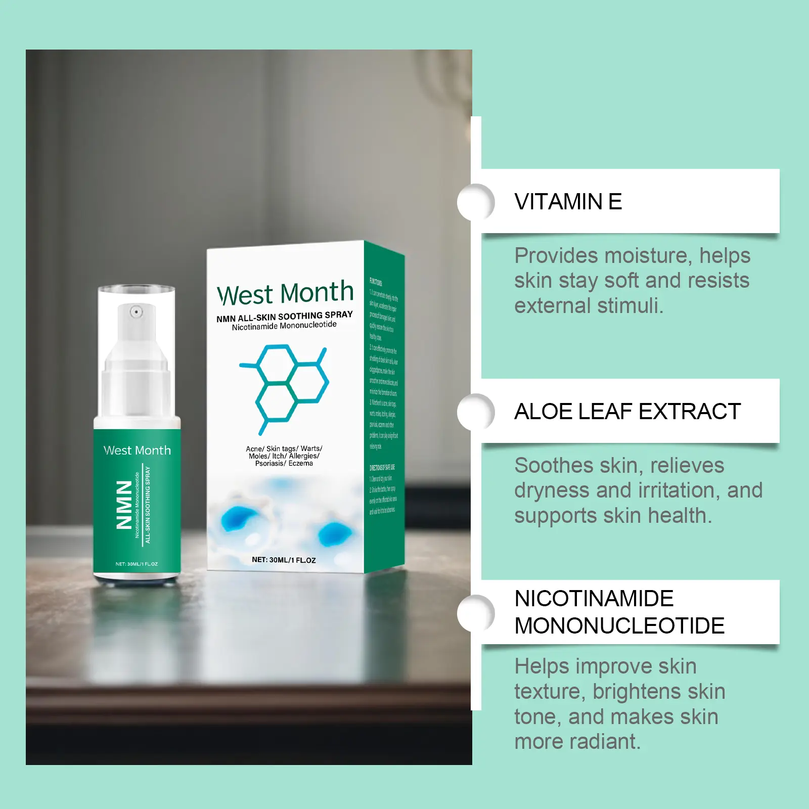 Skin Repair Spray for Gentle Moisturizing & Body Care - West&Month 8 skin repair spray gentle moisturize daily West Month 574 8597