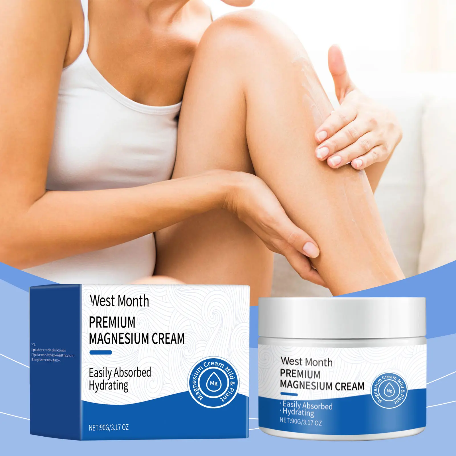 West & Month Lavender Sleep Magnesium Cream: Did It Actually Help Me Sleep? 2 Close-up of West & Month Sleep Cream being applied to skin
