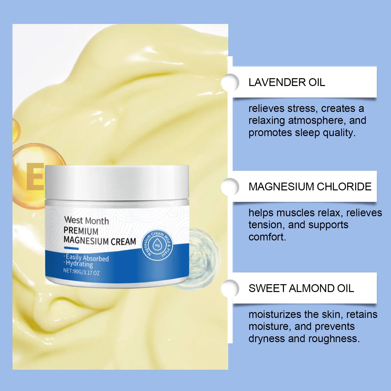 Sleep Magnesium Cream - Lavender Moisturizing Body Lotion | West 7 sleep magnesium cream lavender fragrance West Month 047 1698