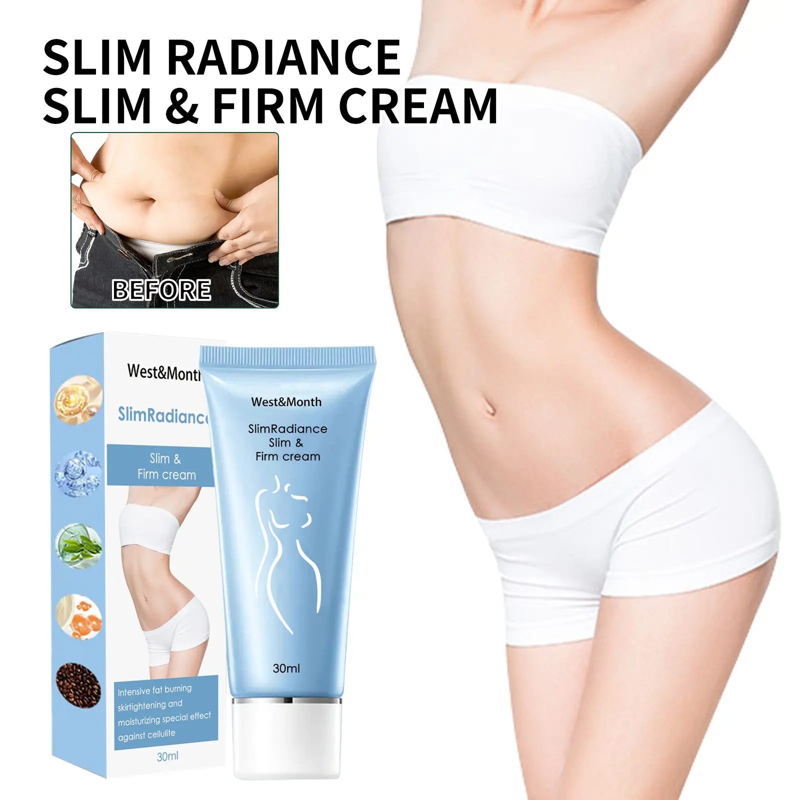Anti-Cellulite Firming Cream with Retinol & Coffee Extract - West&Month 1 slim radiance cream moisturize firm anti orange West Month 280 11345