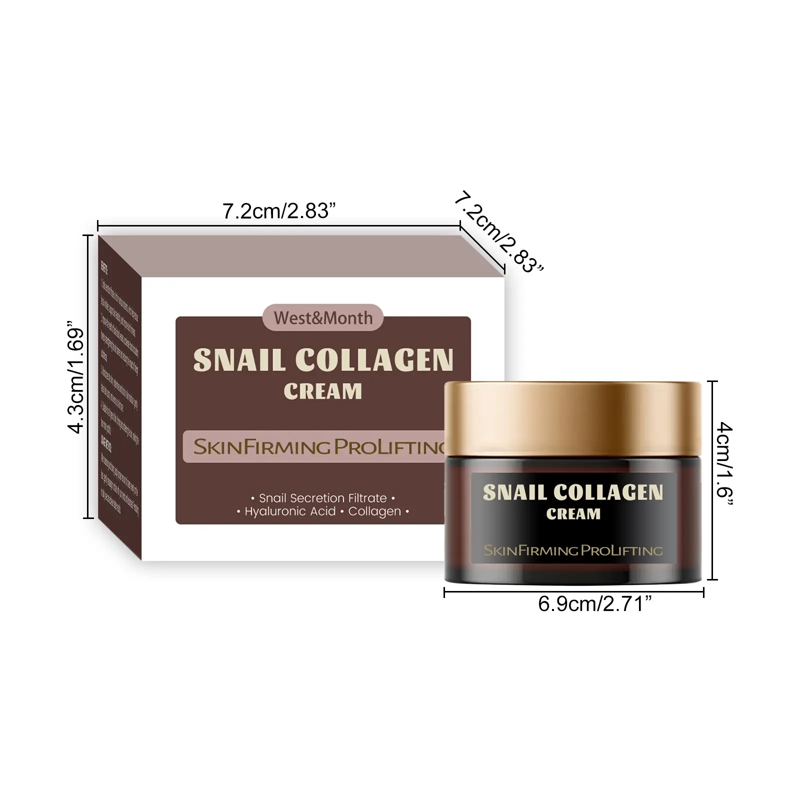 Snail Firming Collagen Cream for Fine Lines & Hydration - West&Month 1 snail collagen cream lighten lines tighten skin West Month 091 2250