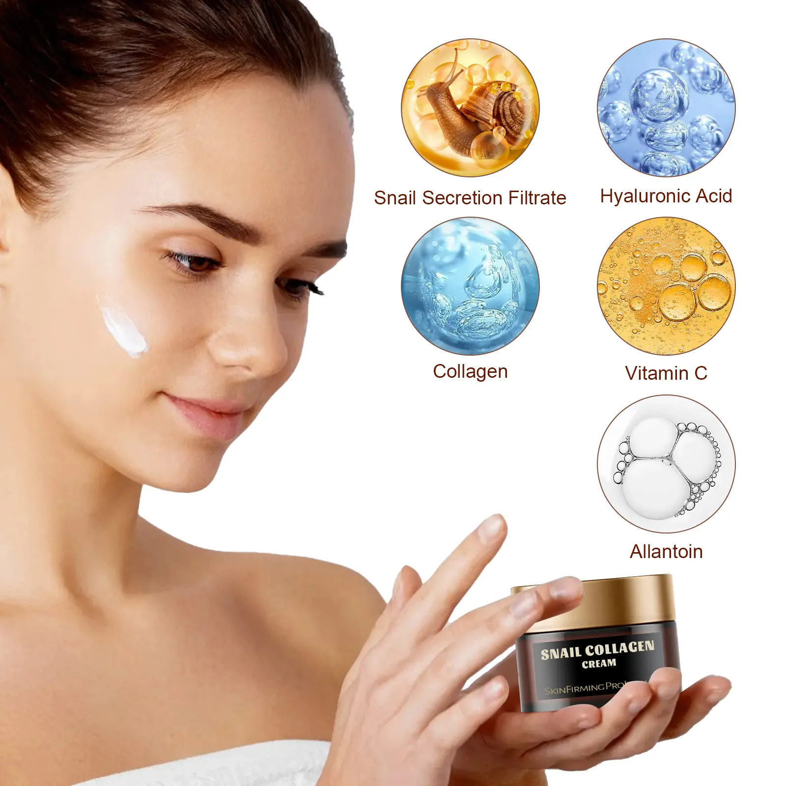 Snail Firming Collagen Cream for Fine Lines & Hydration - West&Month 3 snail collagen cream lighten lines tighten skin West Month 091 2252