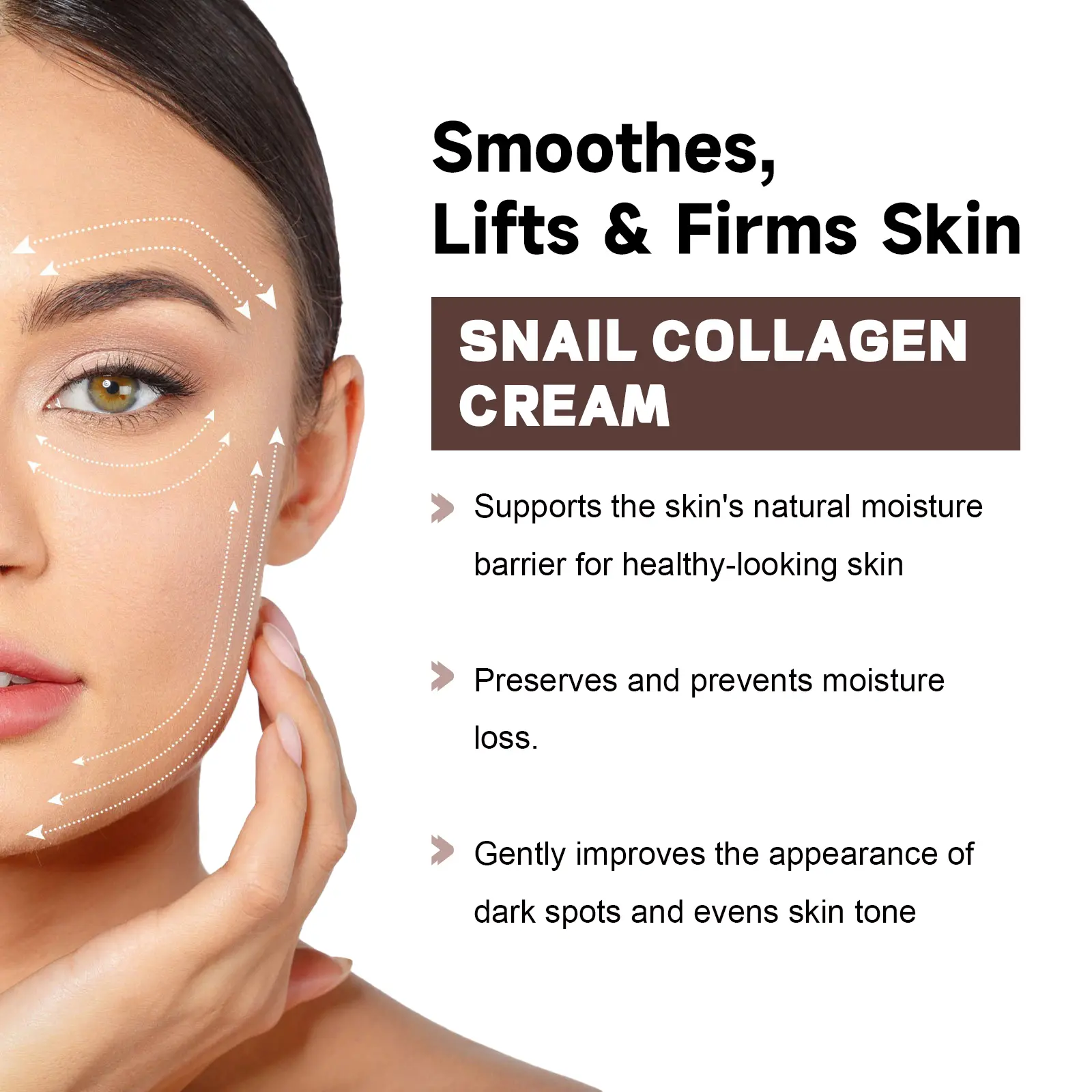 Snail Firming Collagen Cream for Fine Lines & Hydration - West&Month 8 snail collagen cream lighten lines tighten skin West Month 091 2257