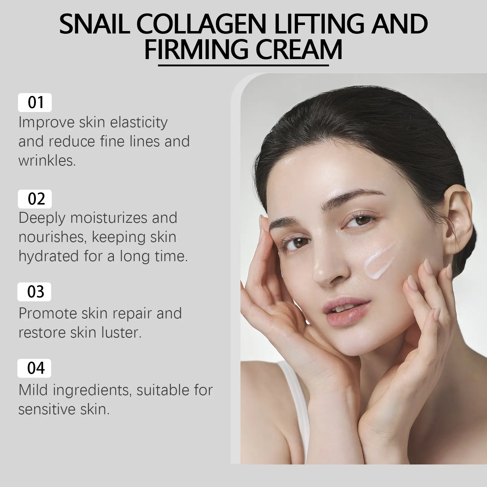 Snail Collagen Cream for Hydrating & Lifting - West&Month 5 snail collagen lifting cream hydrating repair West Month 215 3813