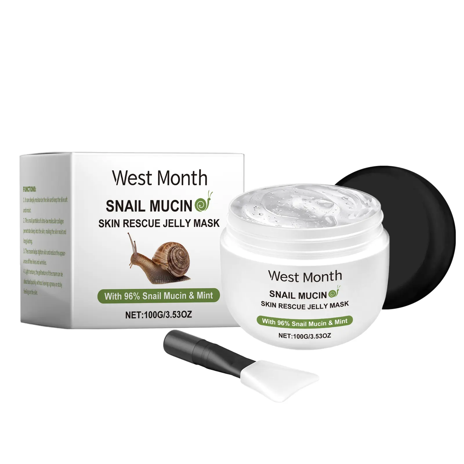 West&Month Snail Jelly Mask Review: My Messy, Hydrating Experience 1 West&Month Snail Jelly Mask jar with the little spoon