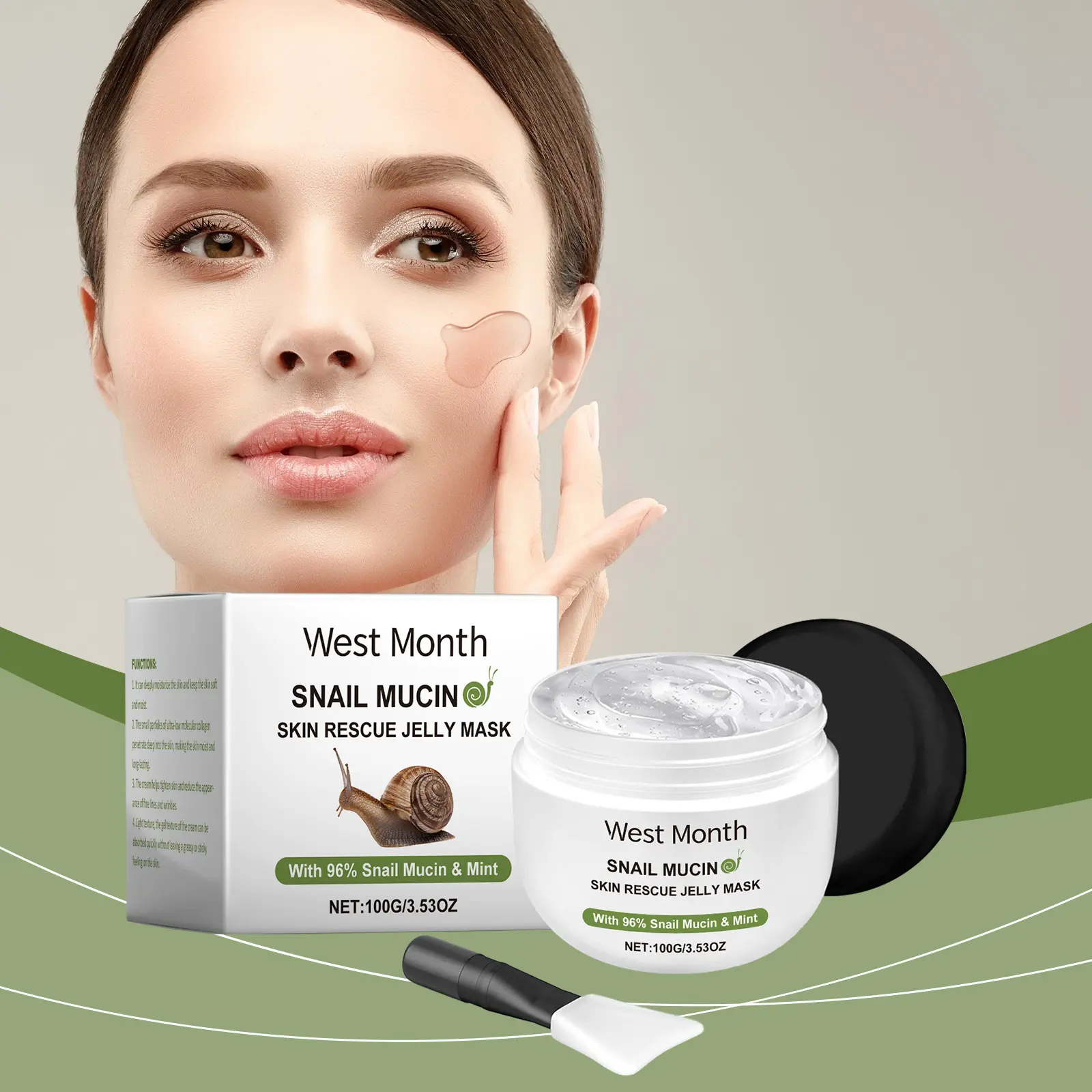West&Month Snail Jelly Mask Review: My Messy, Hydrating Experience 2 Close up of the West&Month Snail Jelly Mask texture on skin