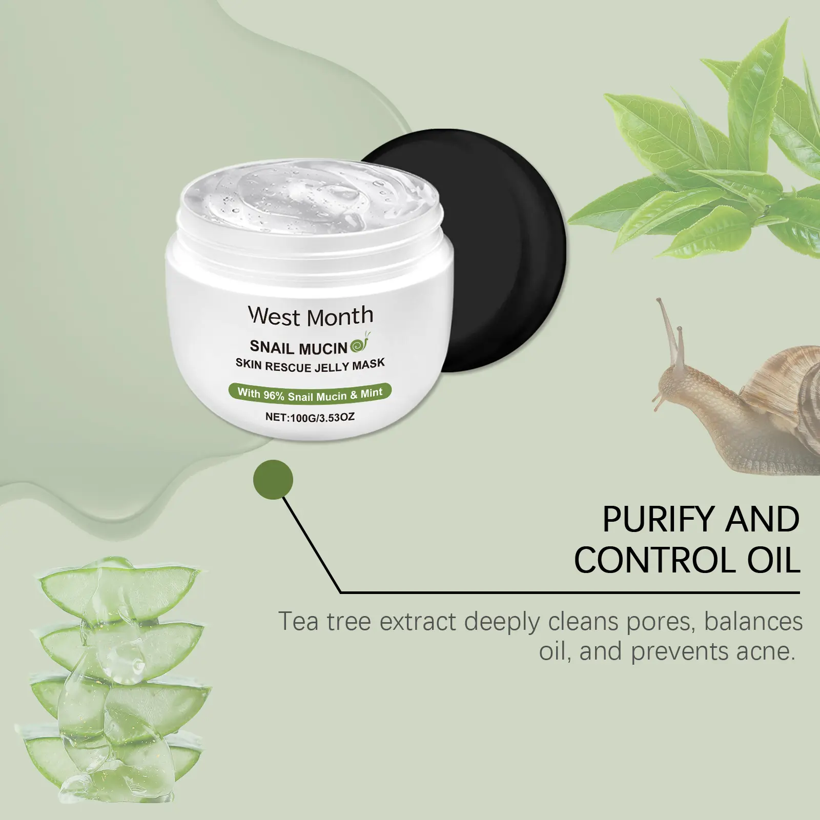 Snail Jelly Mask for Hydration & Skin Refinement - West&Month 8 snail jelly mask repair blemishes moisturize West Month 250 4266