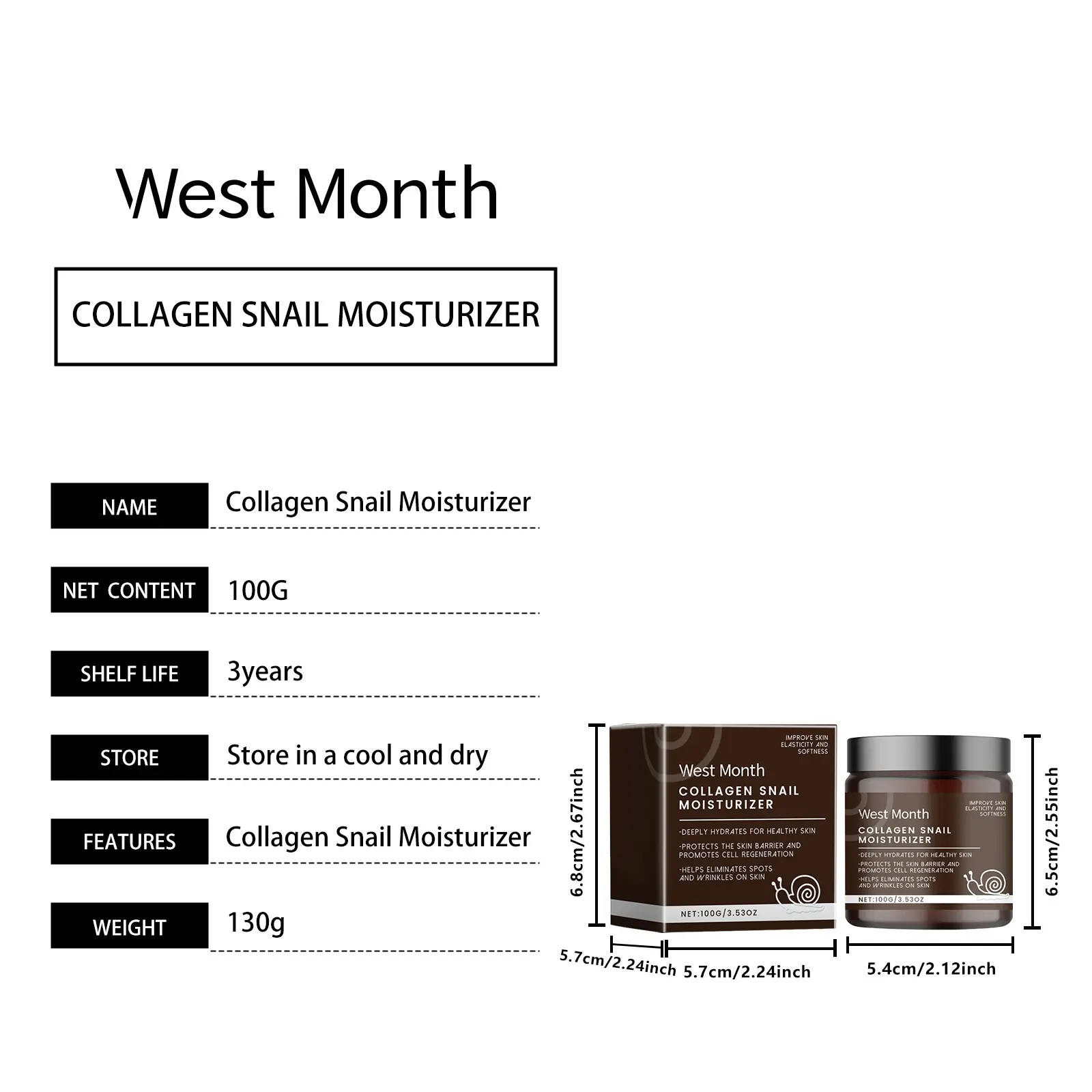 Snail Moisturizing Face Cream for Soft & Smooth Skin - West&Month 1 snail moisturizing cream nourish soft smooth West Month 534 8151