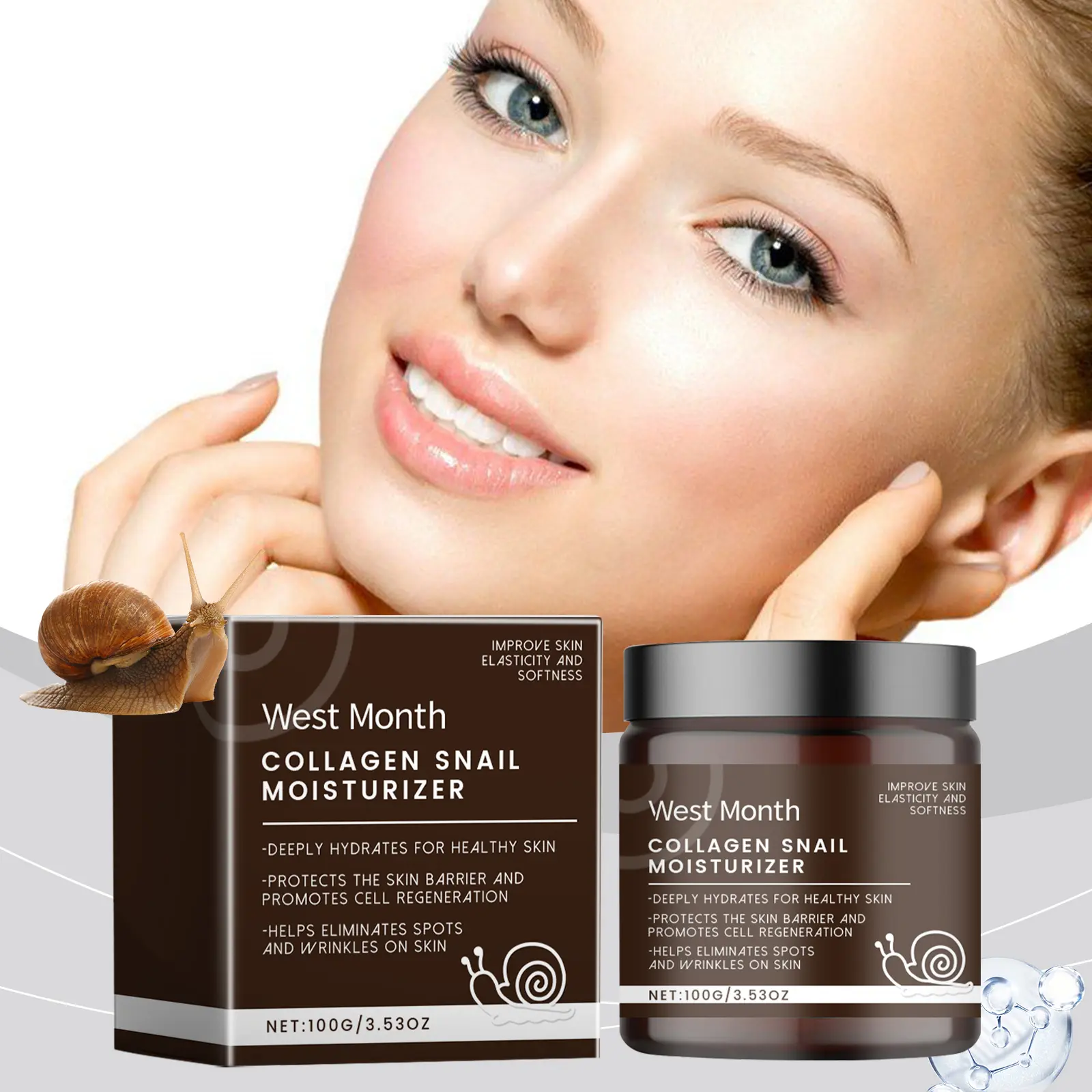 Snail Moisturizing Face Cream for Soft & Smooth Skin - West&Month 2 snail moisturizing cream nourish soft smooth West Month 534 8152