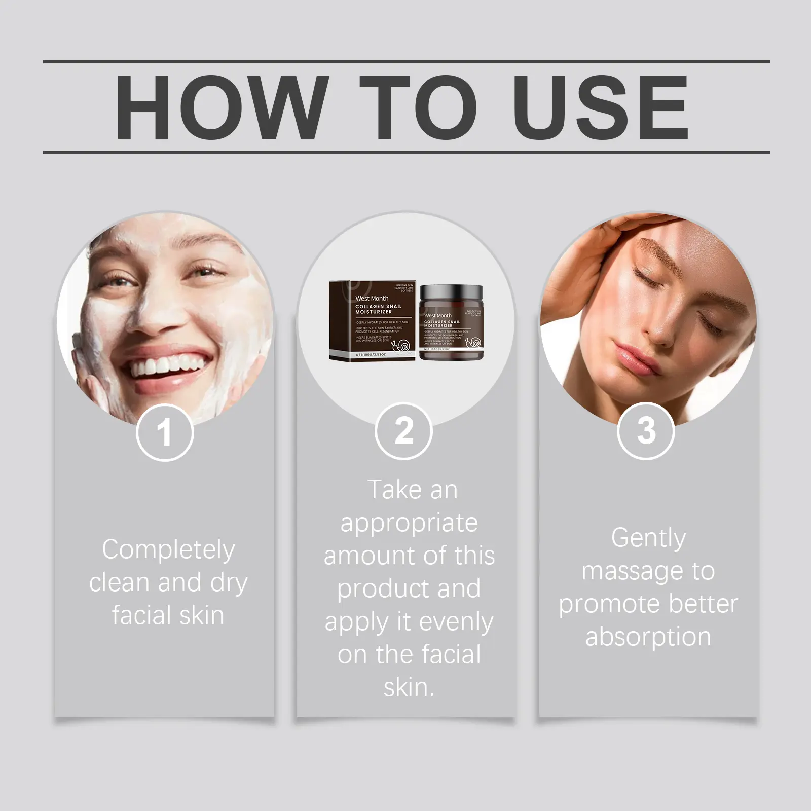 Snail Moisturizing Face Cream for Soft & Smooth Skin - West&Month 4 snail moisturizing cream nourish soft smooth West Month 534 8154