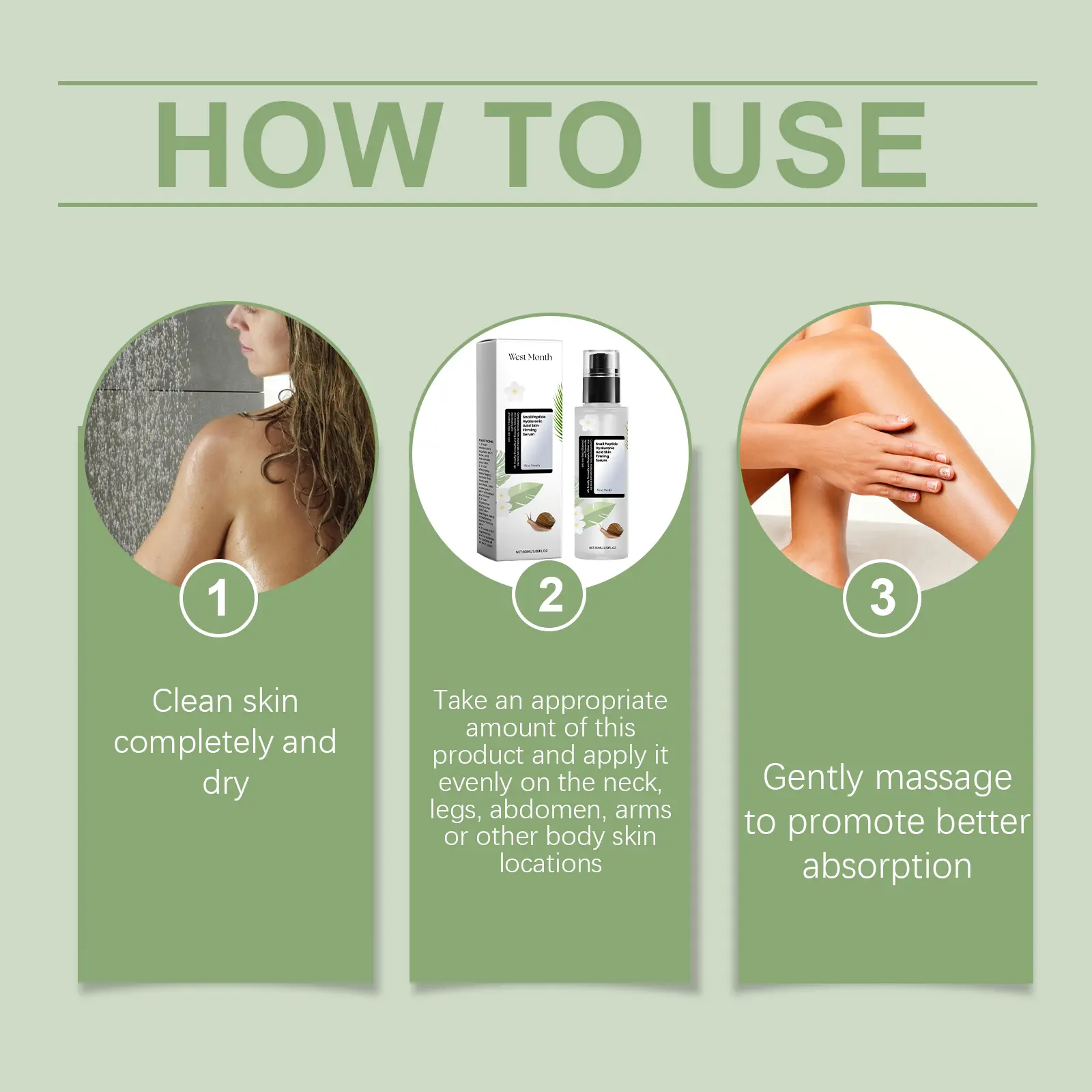 Snail Peptide Hyaluronic Acid Firming & Moisturizing Serum - West&Month 4 snail peptide serum moisturize tighten smooth lines West Month 490 7507