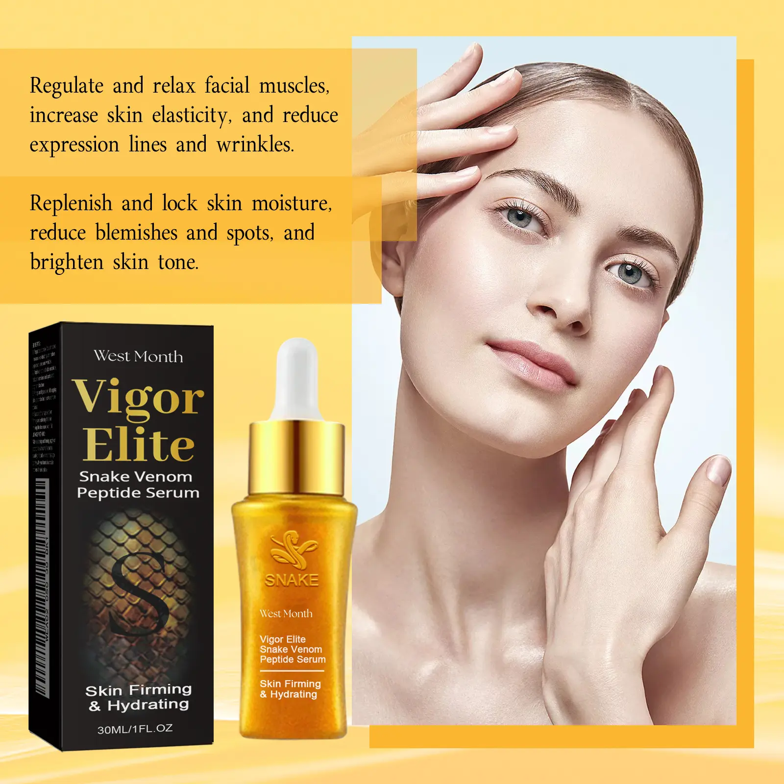 Snake Venom Peptide Essence Anti-Wrinkle & Firming Serum - West&Month 5 snake venom essence reduce lines firm hydrate West Month 638 9258