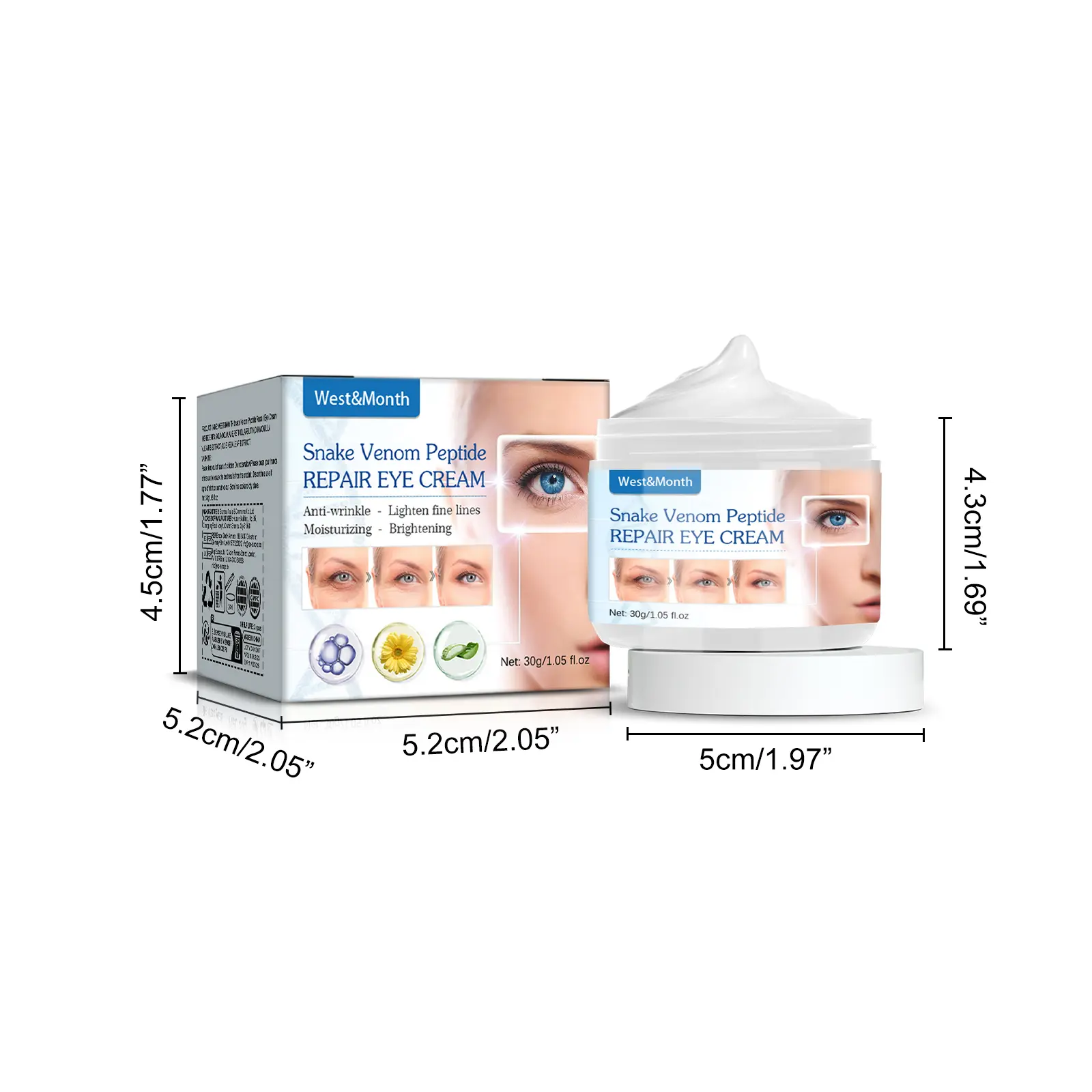 Snake Venom Peptide Eye Cream for Moisturizing & Tightening - West&Month 1 snake venom eye cream moisturize tighten eye skin West Month 418 6497