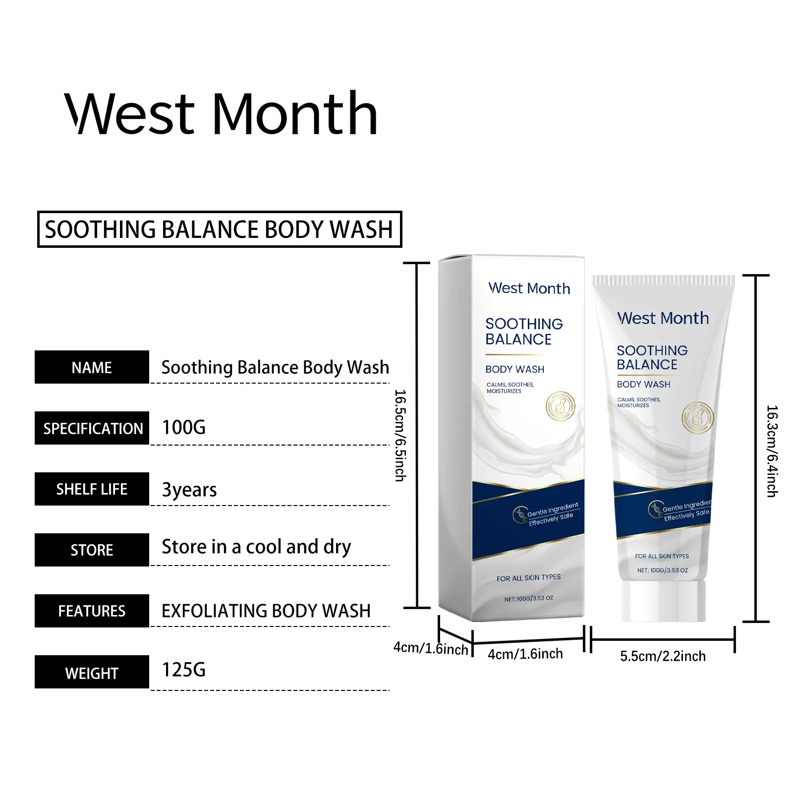 Soothing Repair Shower Gel for Dry Skin Relief West&Month 1 soothing shower gel relieve dry long lasting West Month 546 8309
