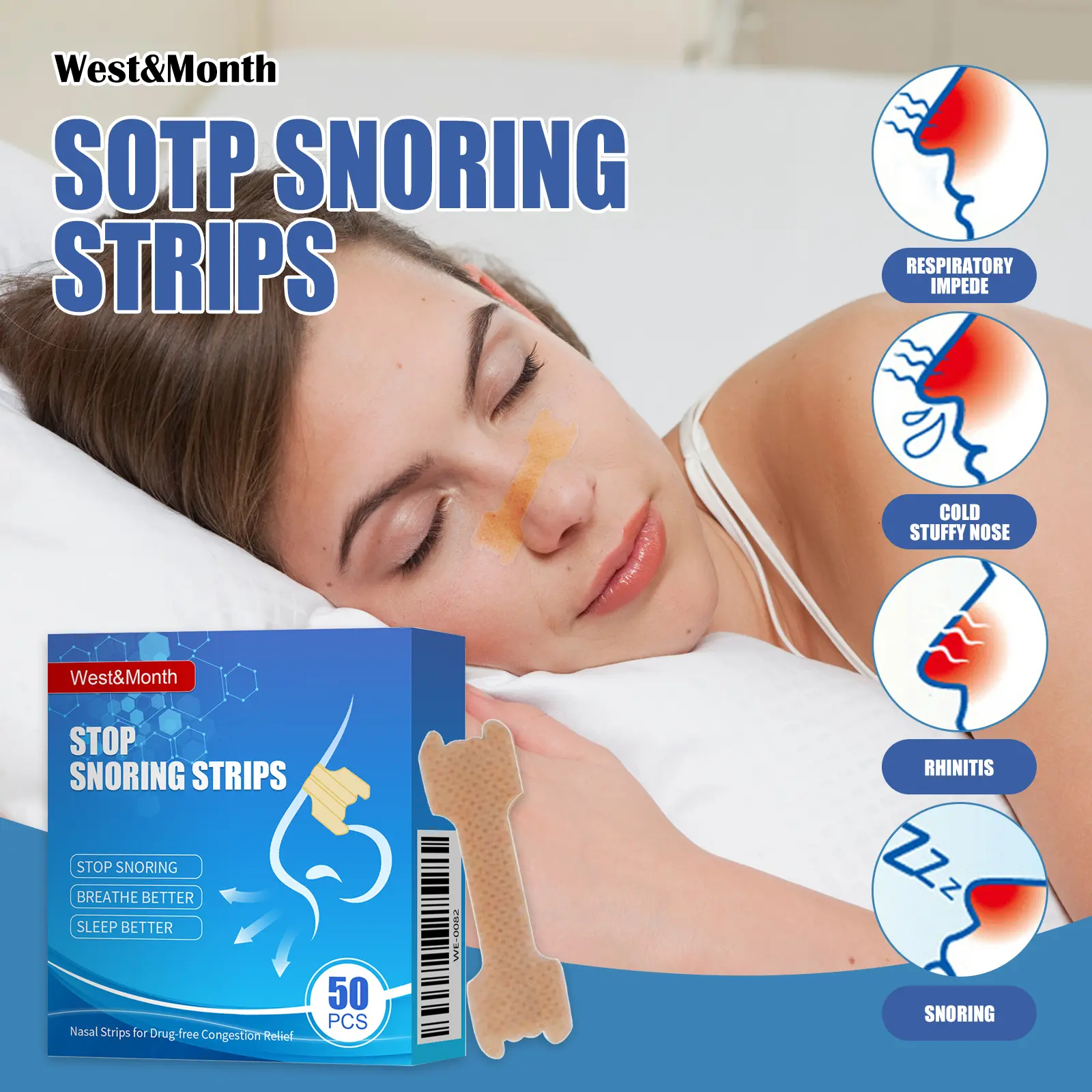 Anti-Snoring Nasal Strips for Clearer Breathing - West&Month 2 stop snoring strips anti snoring West Month 002 1136