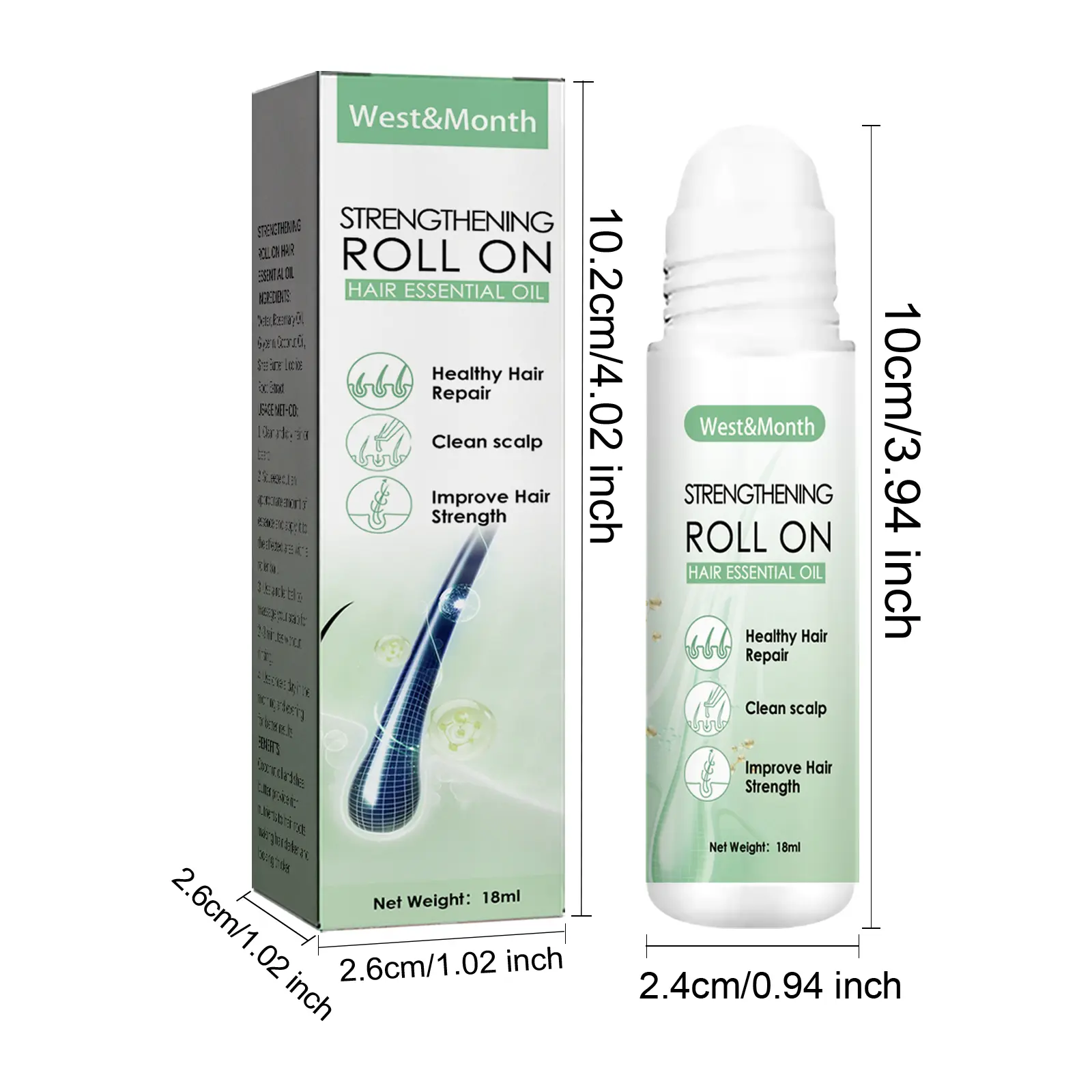 Strengthening Hair Oil for Scalp Massage & Moisturizing - West&Month 1 strengthening hair oil roll on thicken roots West Month 211 3751