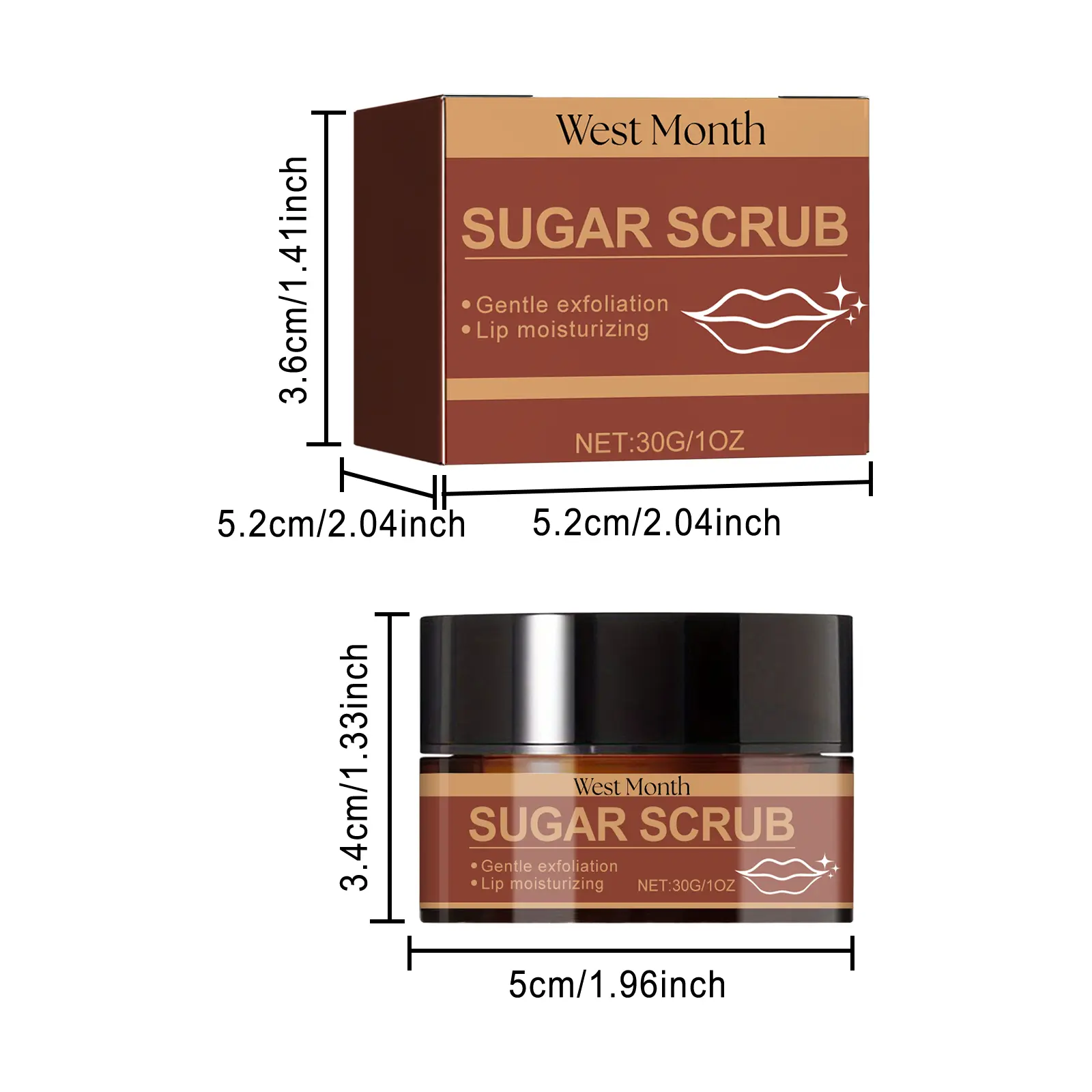 Sugar Scrub for Lips - Hydrating Exfoliating Care Cream by West&Month 1 sugar scrub fade lip lines cure peeling West Month 326 5212