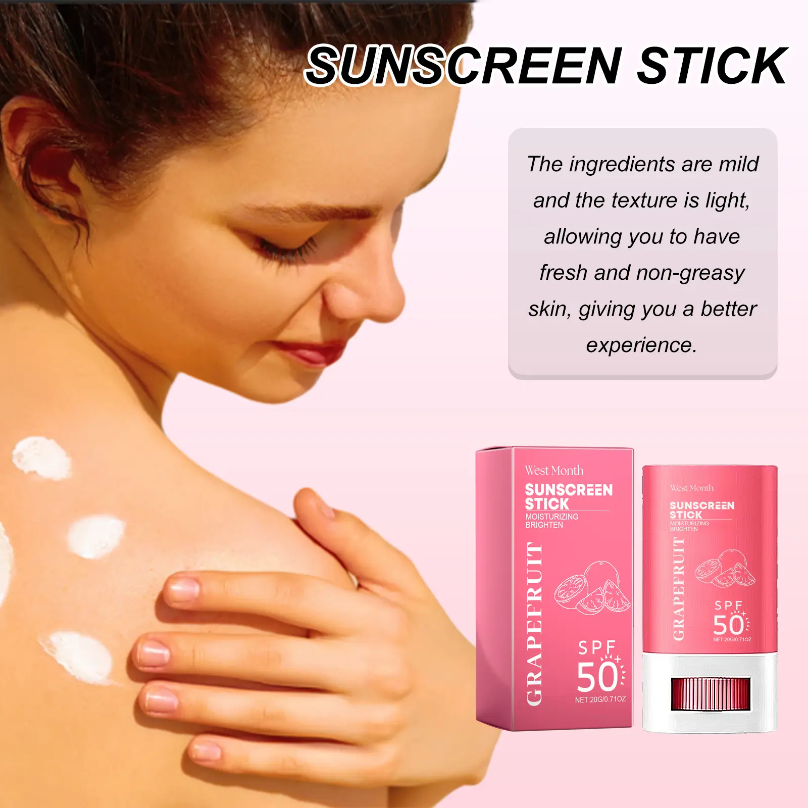 Broad Spectrum Sunscreen Stick for UV Protection - West&Month 7 sunscreen stick light dry solid isolation West Month 099 2367