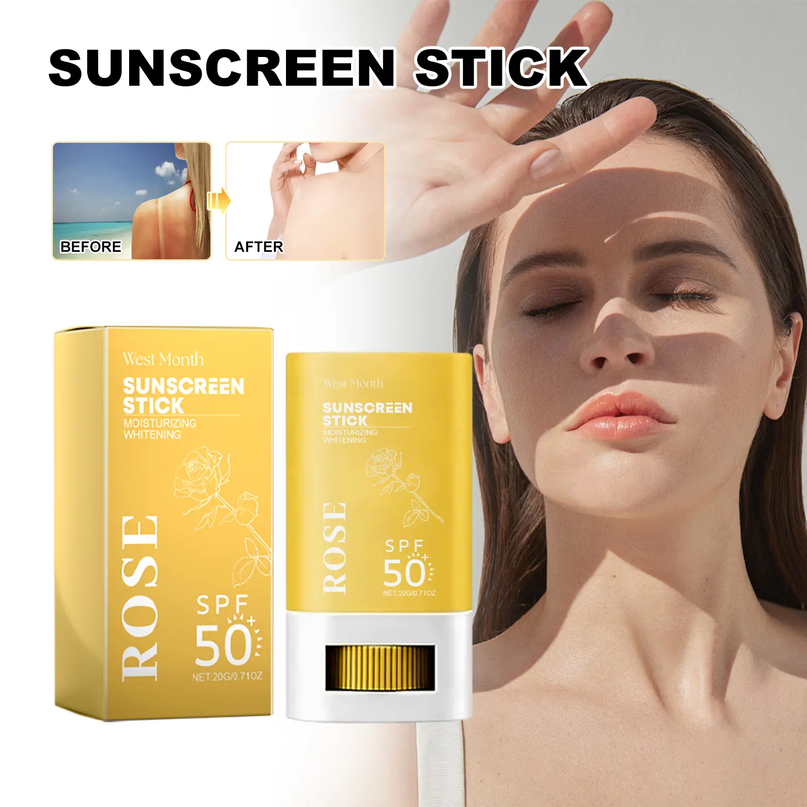 West&Month Non-Greasy Moisturizing Sunscreen Stick UV Protection 2 sunscreen stick refreshing non greasy whitening West Month 359 5672