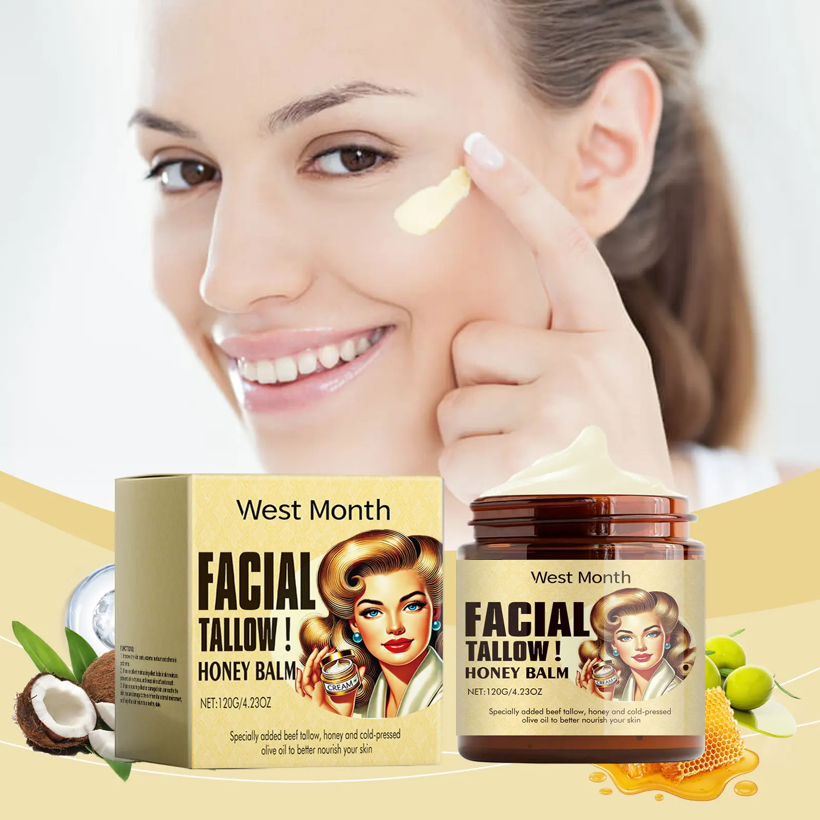 Tallow Honey Moisturizer Hydrating & Soothing Cream - West 2 tallow honey moisturizer hydrating soothing West Month 006 1179