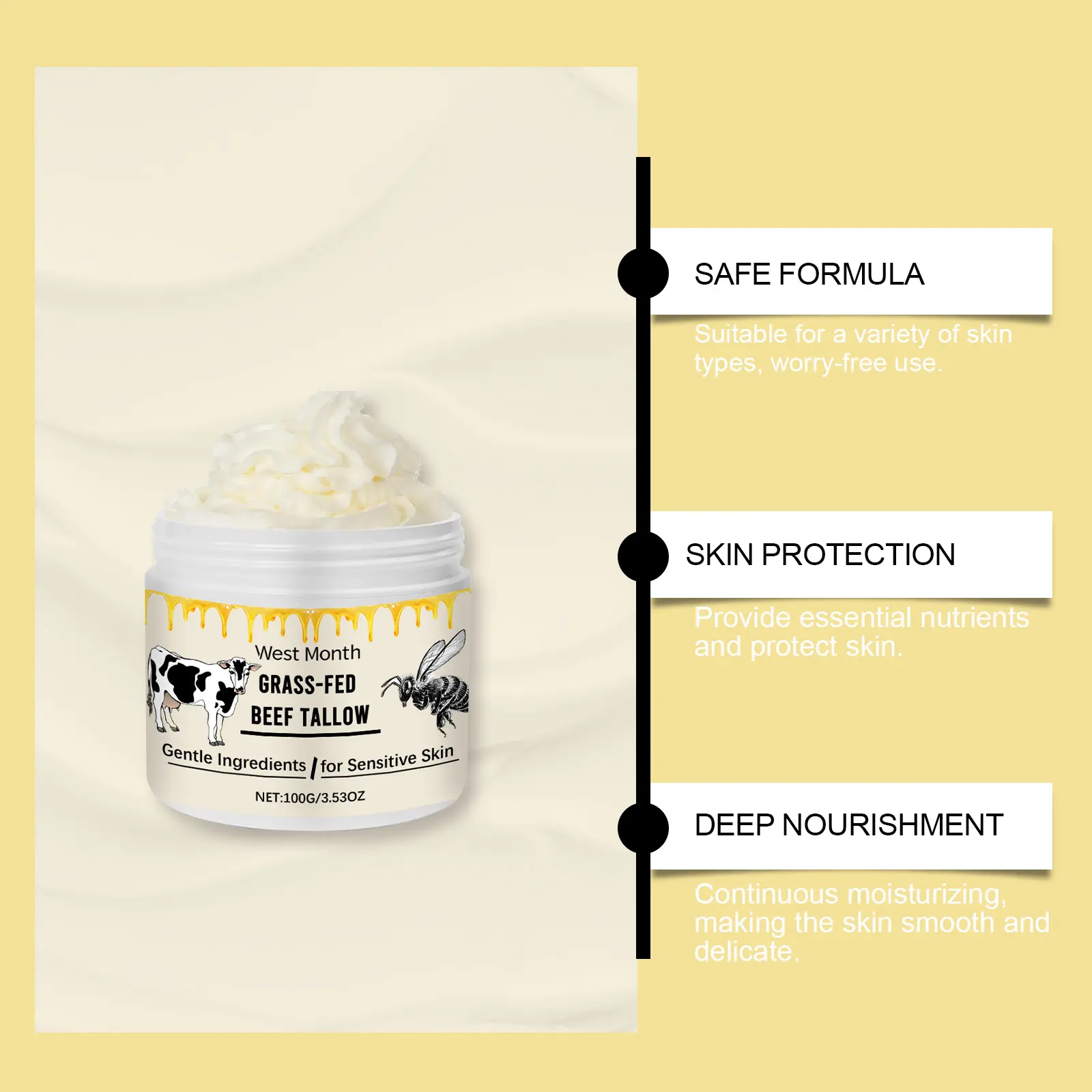 Tallow Moisturizer Gentle Moisture Lock for Face & Body West&Month 5 tallow moisturizer gentle moisture lock West Month 154 3044